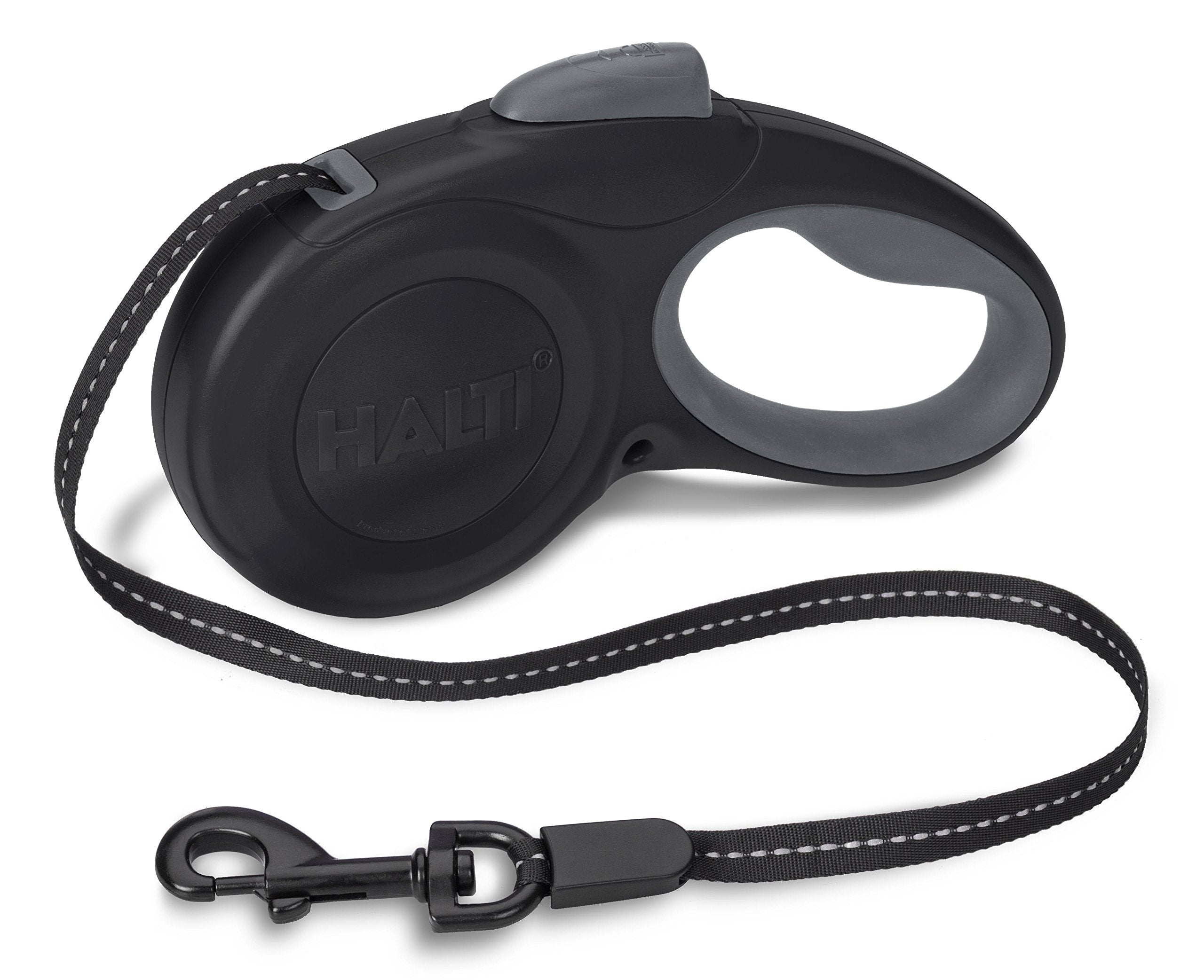 Halti Retractable Leash For Dogs - Strong & Reflective Extendable Leash, Soft Gel Grip Handle, Easy To Use Brake & Lock. Suitable For Small Dogs And Puppies (Size Small, Black, 3M)