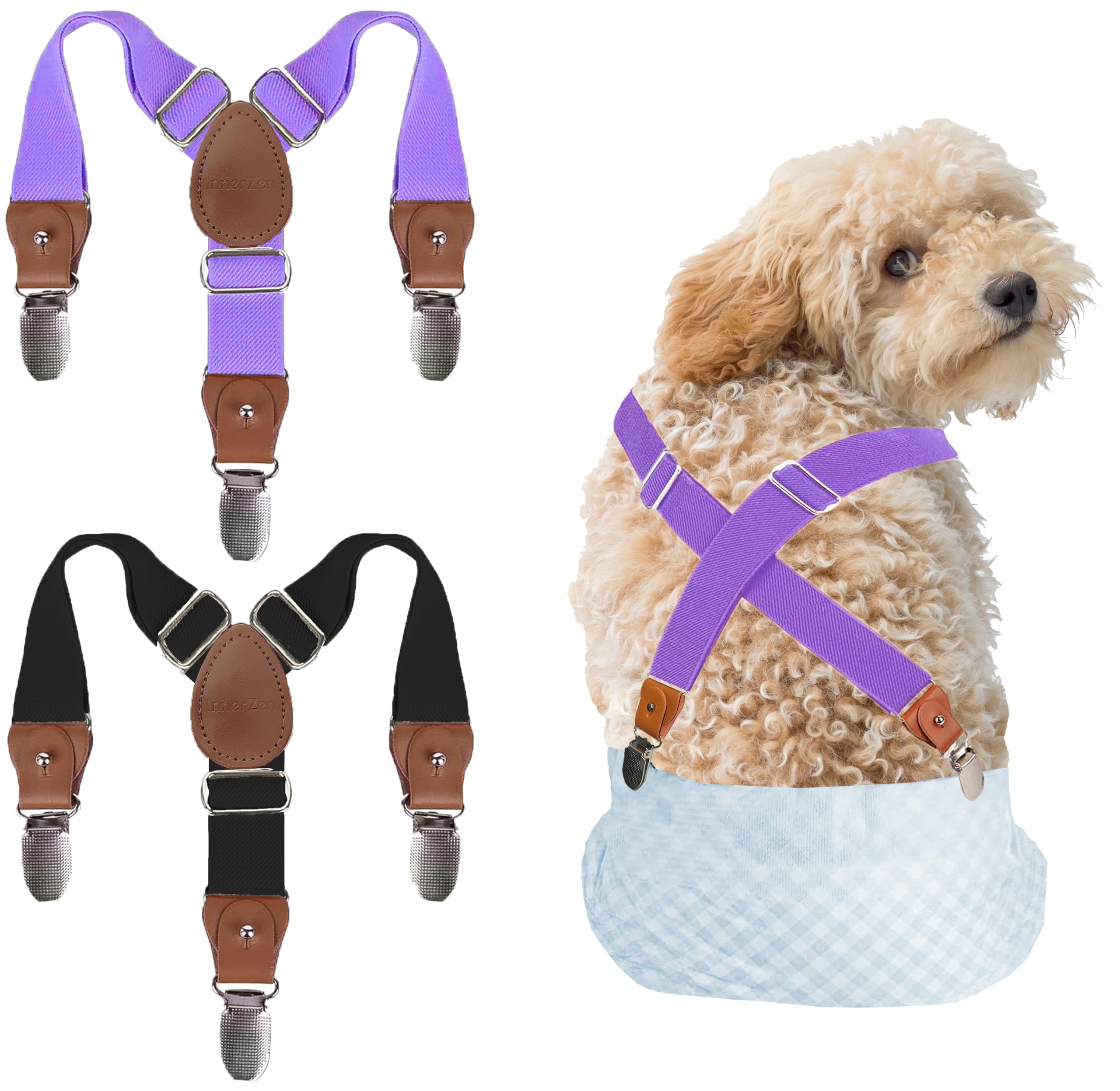 Innerzen 2 Pieces Dog Diaper Suspenders, For Dog Diaper Female And Belly Band For Male, Prevent Dog Diapers From Falling Off,Dia