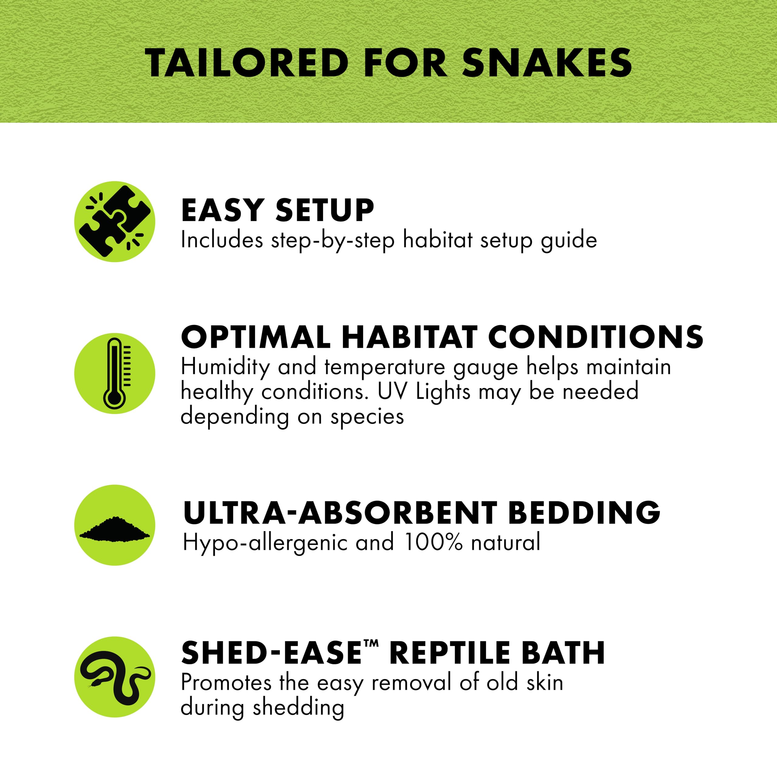 Zilla Snake Habitat Accessory Kit, Easy Starter Kit for Snakes, Includes Lighting, Bedding, Shedding Solution, Shelter and Feedi