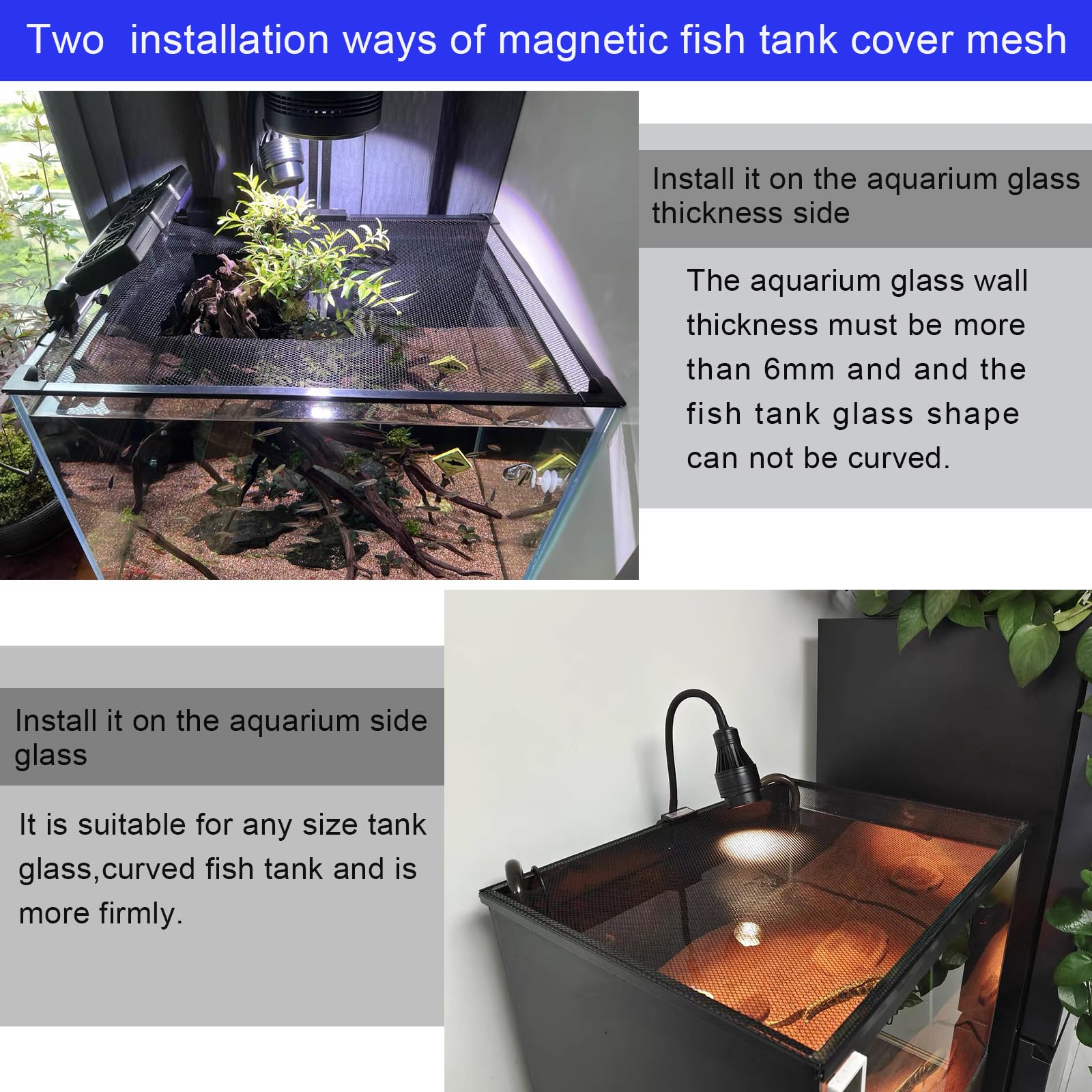 Magnetic Aquarium Anti-Jumping net Cover mesh to Protect Fish Jumping Out of Fish Tank