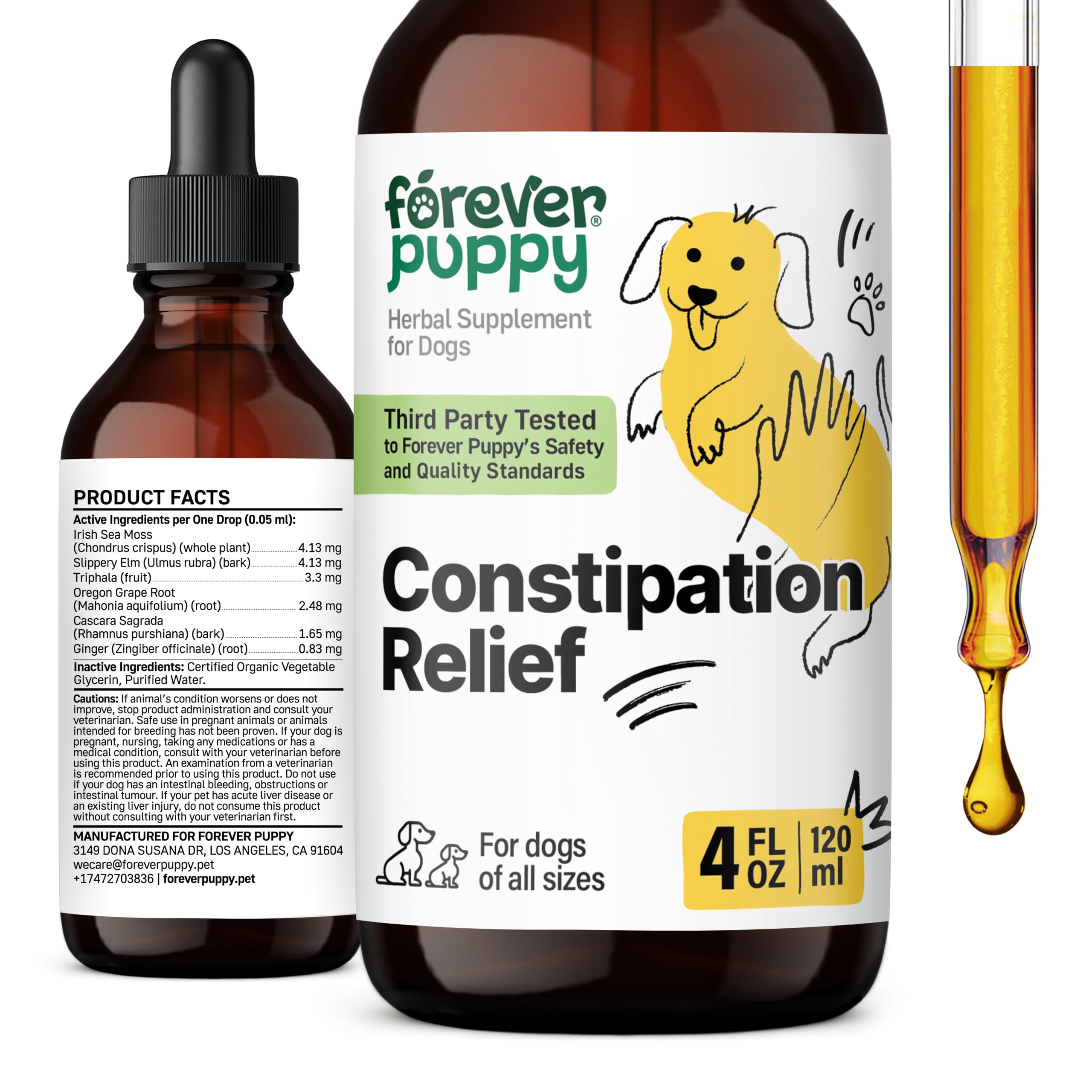 Forever Puppy Constipation Relief for Dogs - Stool Ease Dog Supplements - Sea Moss & Slippery Elm for Digestive Health - Fiber V