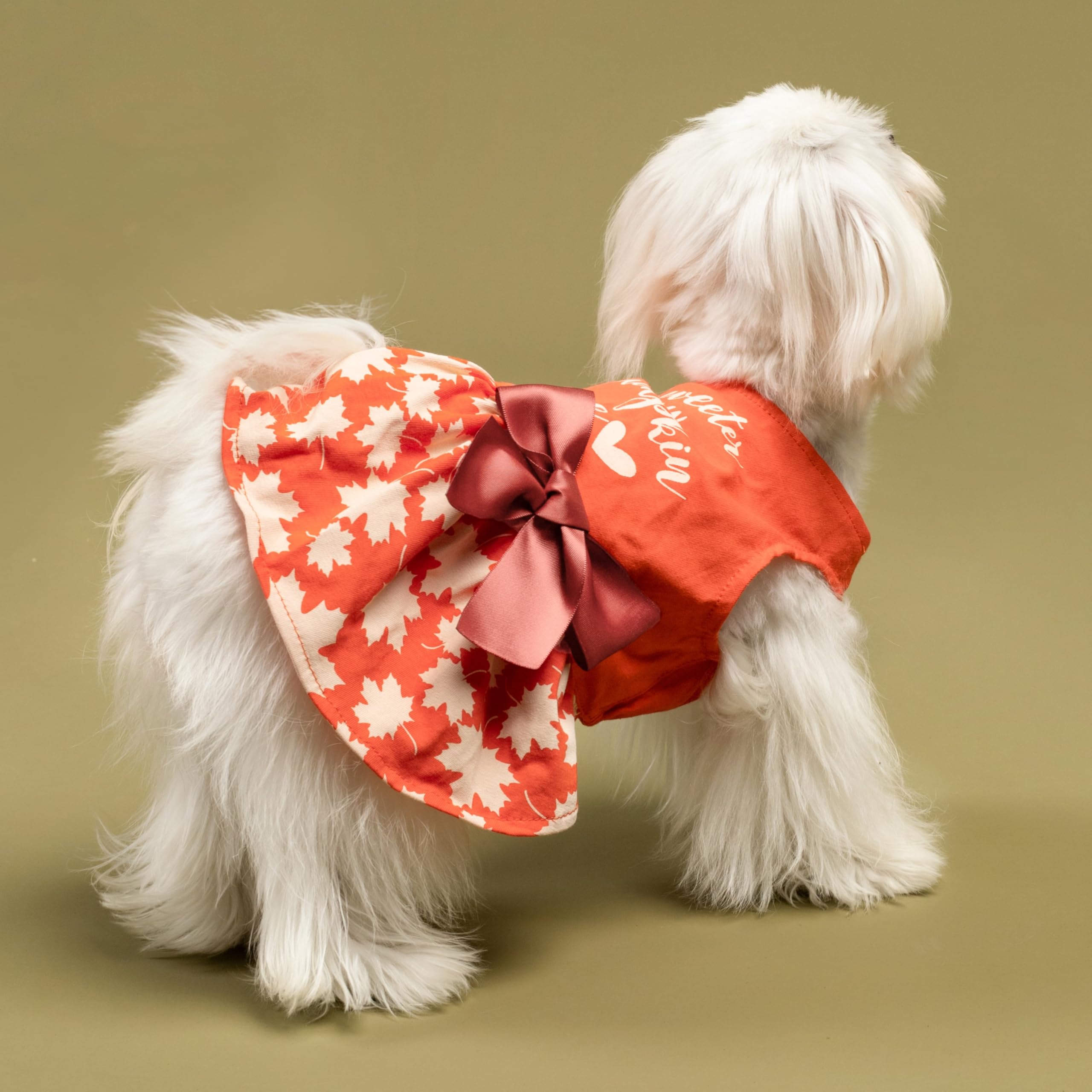 Fitwarm Thanksgiving Sweeter Than Pumpkin Pie Dog Dress 100% Cotton Puppy Costumes Pet Clothes Holiday Girl One-Piece Doggy Outf