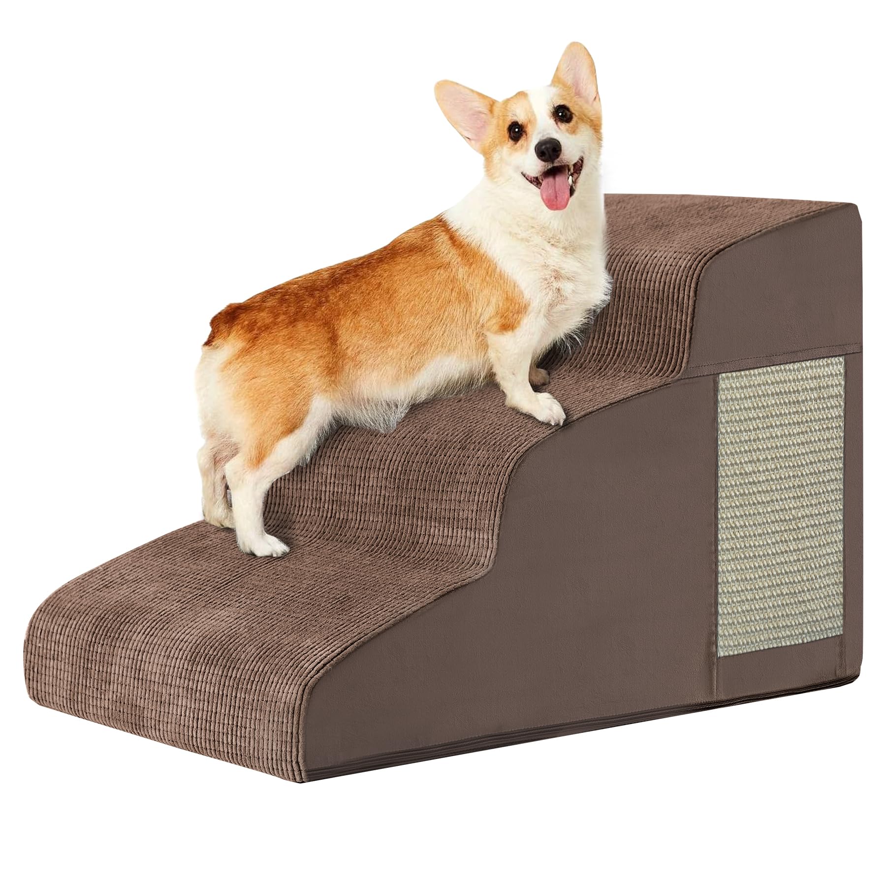 Pet Stairs, Dog Stairs For Small Dogs, Dogs Steps, 3-Step Curved Dog Ramp For Bed, Couch, Sofa, Car And Chair, Non-Slip Bottom D