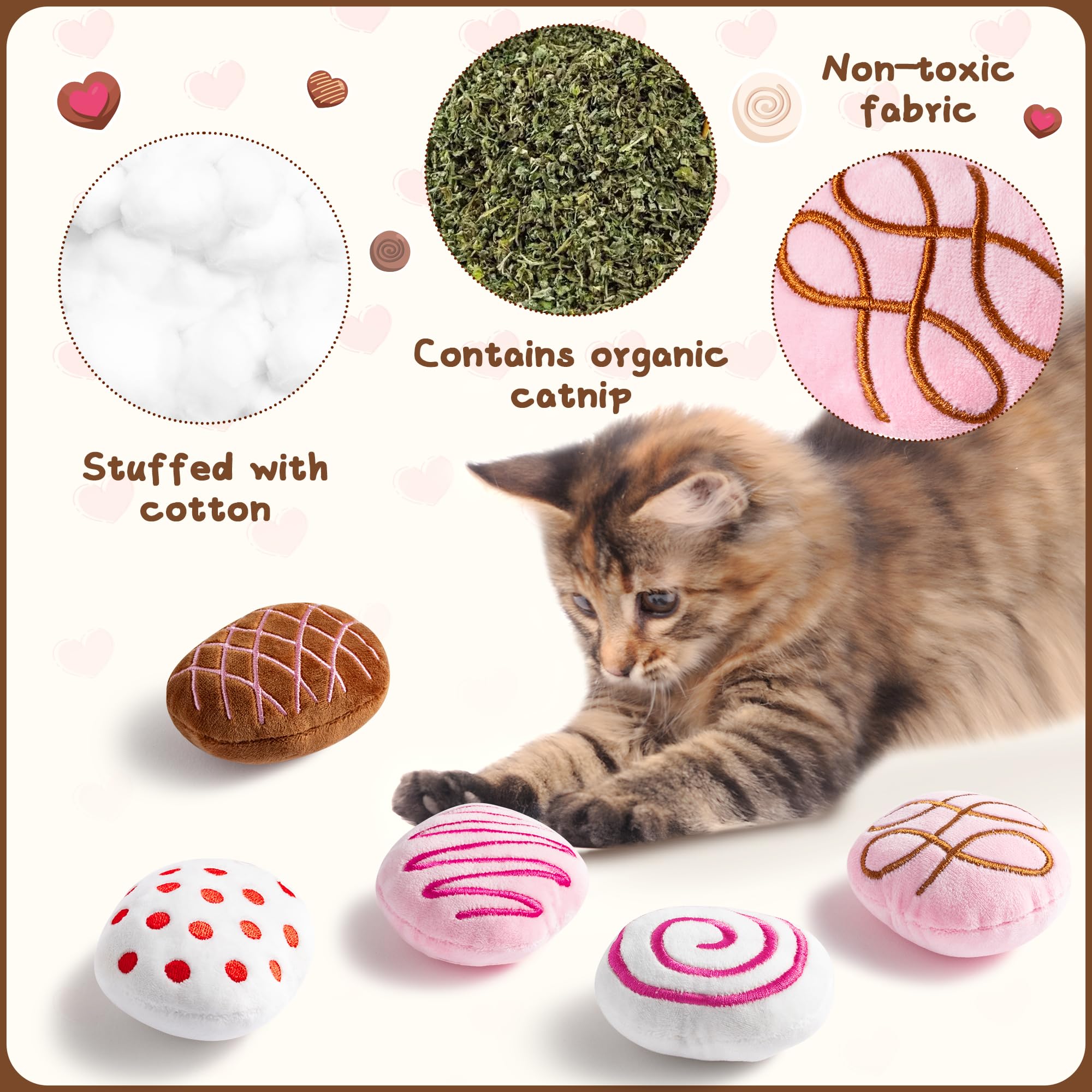 Mallmall6 Catnip Toys For Cat - 5Pcs Chocolate Truffles Catmint Interactive Teething Chew Kick Cat Toy For Indoor Kitten, Soft C