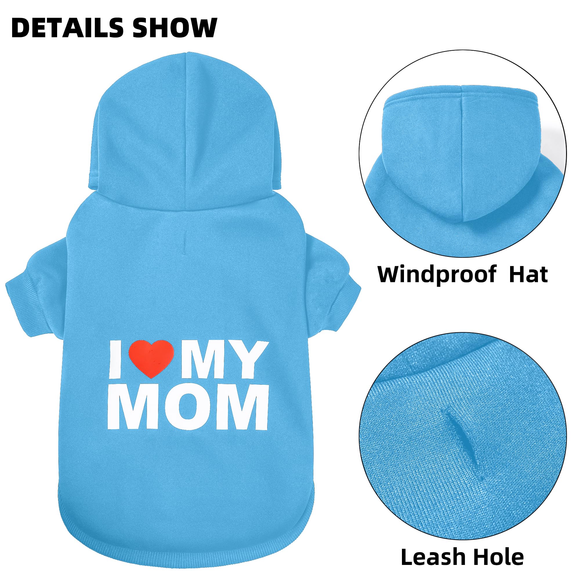 Greenjoy Dog Sweater Dog Hoodie Cold Weather Dog Coat Hooded Sweatshirt For Puppies,Cats, Small Medium Large Dogs (Blue(I Love M