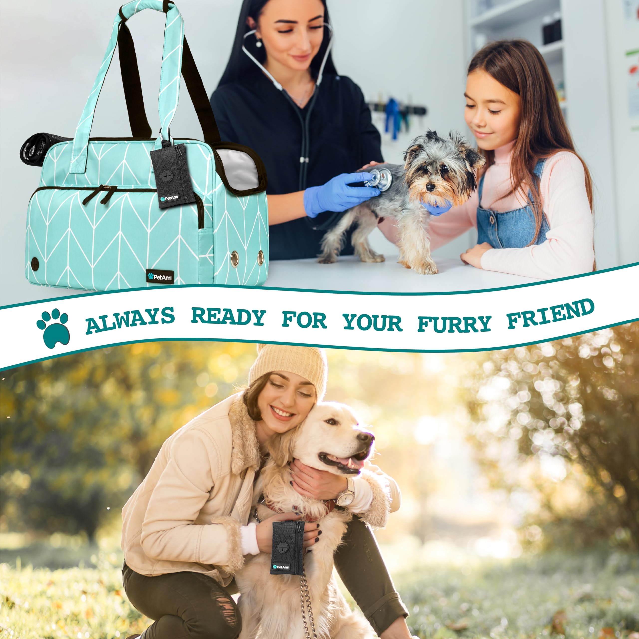 Petami Dog Poop Bag Holder For Leash, Dog Poop Bag Dispenser With Clip, Dog Waste Bag Holder For Pet, Dog Treat Pouch, Doggy Walking Camping Accessories With Trash Bag Roll, Black 1 Pack