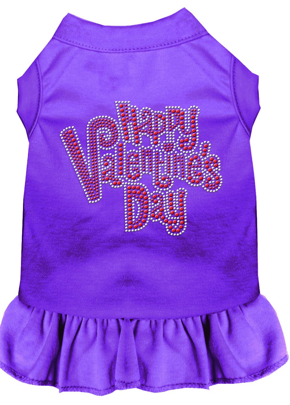 Pet Dog & Cat Dress Rhinestone, &quot;Happy Valentines Day&quot; Purple XS (0-3 lbs.)