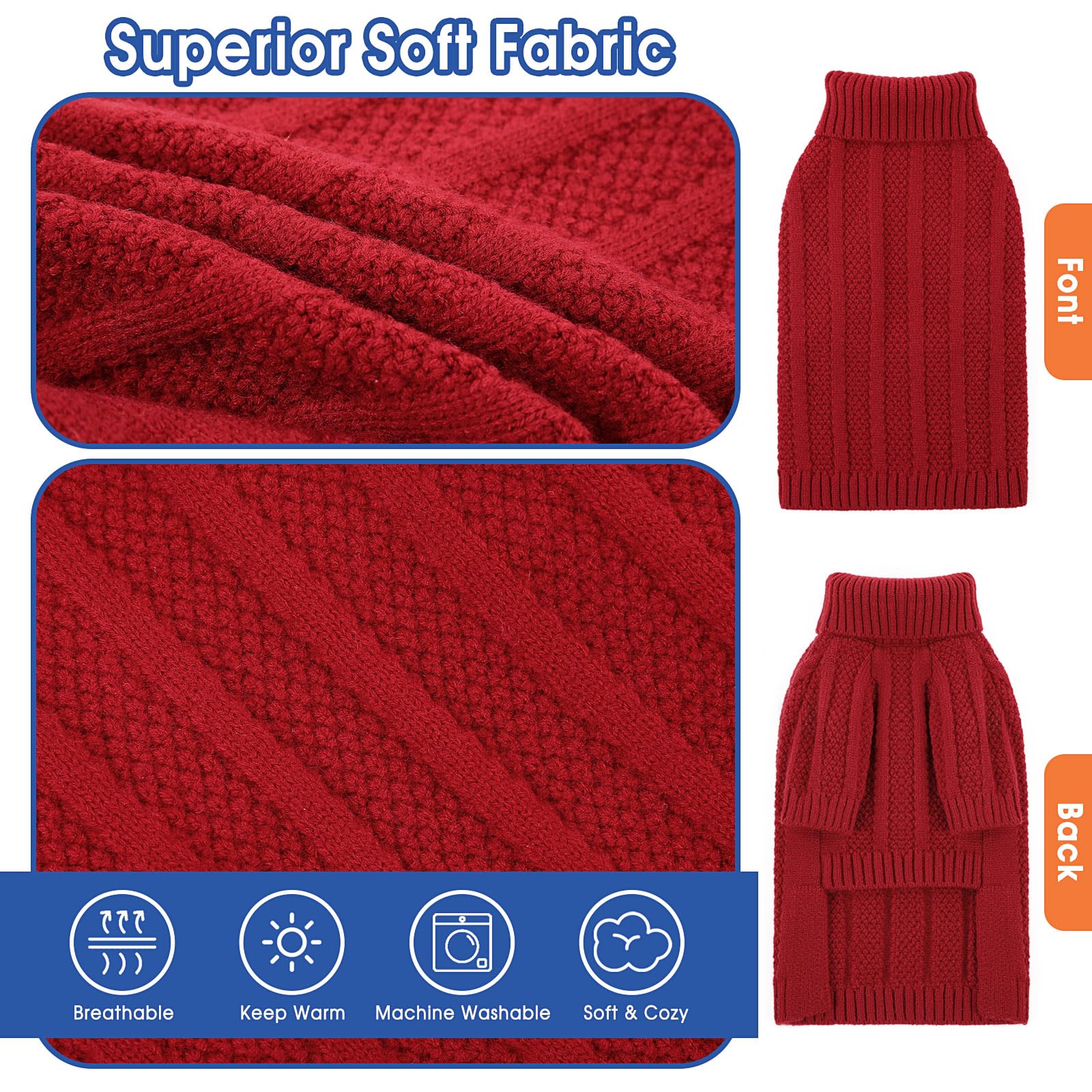 Queenmore Xsmall Dog Sweater,Small Sweater For Dog,Soft Knitted Dog Sweater Christmas Clothing,Turtleneck Pullover Puppy Sweater