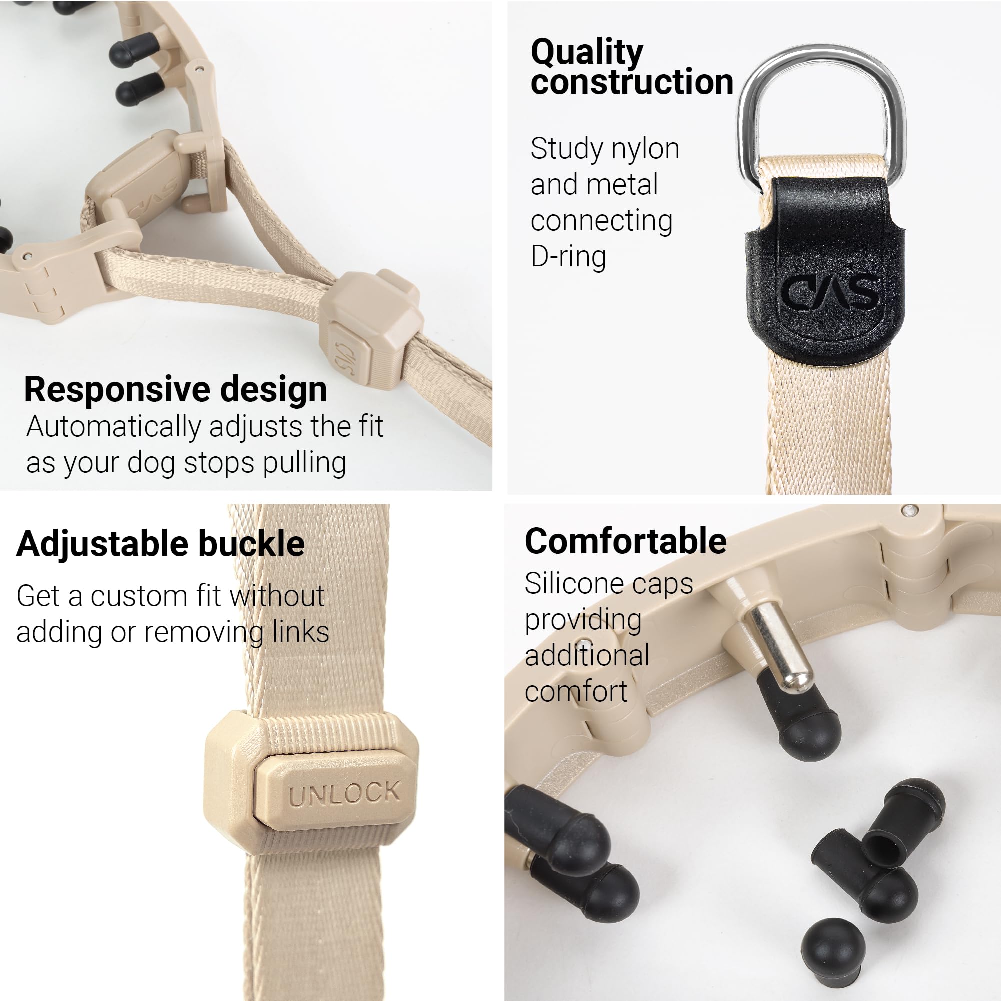 Svd.Pet Dog Prong Collar For No-Pull Training, Quick-Release Buckle Adjustable Pinch Collar For Medium Dogs (Tan, Medium Size)