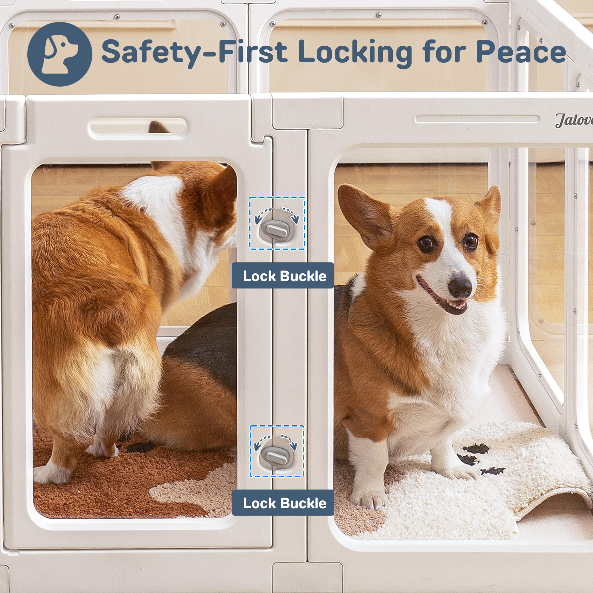 Jalove Acrylic Dog Playpen Indoor, 24 H Plastic Pet Playpen With Door, Clear Pet Play Pen For Puppy Cat Rabbit Ferret, Easy Asse