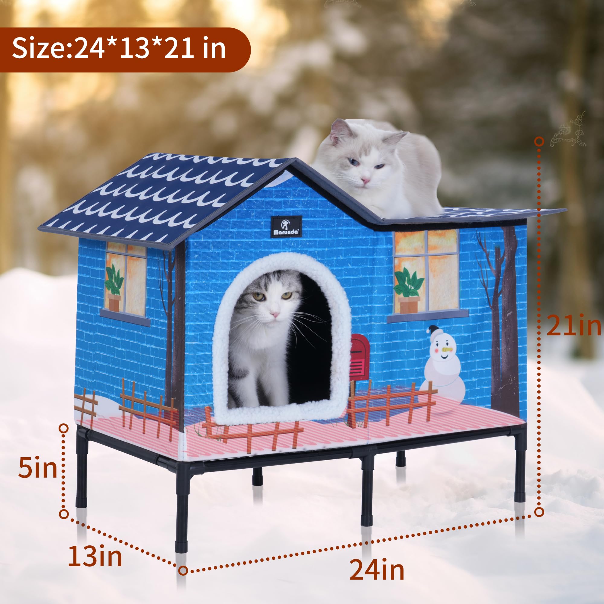 Marunda Heated Cat Houses For Outdoor Cats In Winter, Heated Cat House For Indoor And Kitty Shelter For Your Pet To Stay Warm An