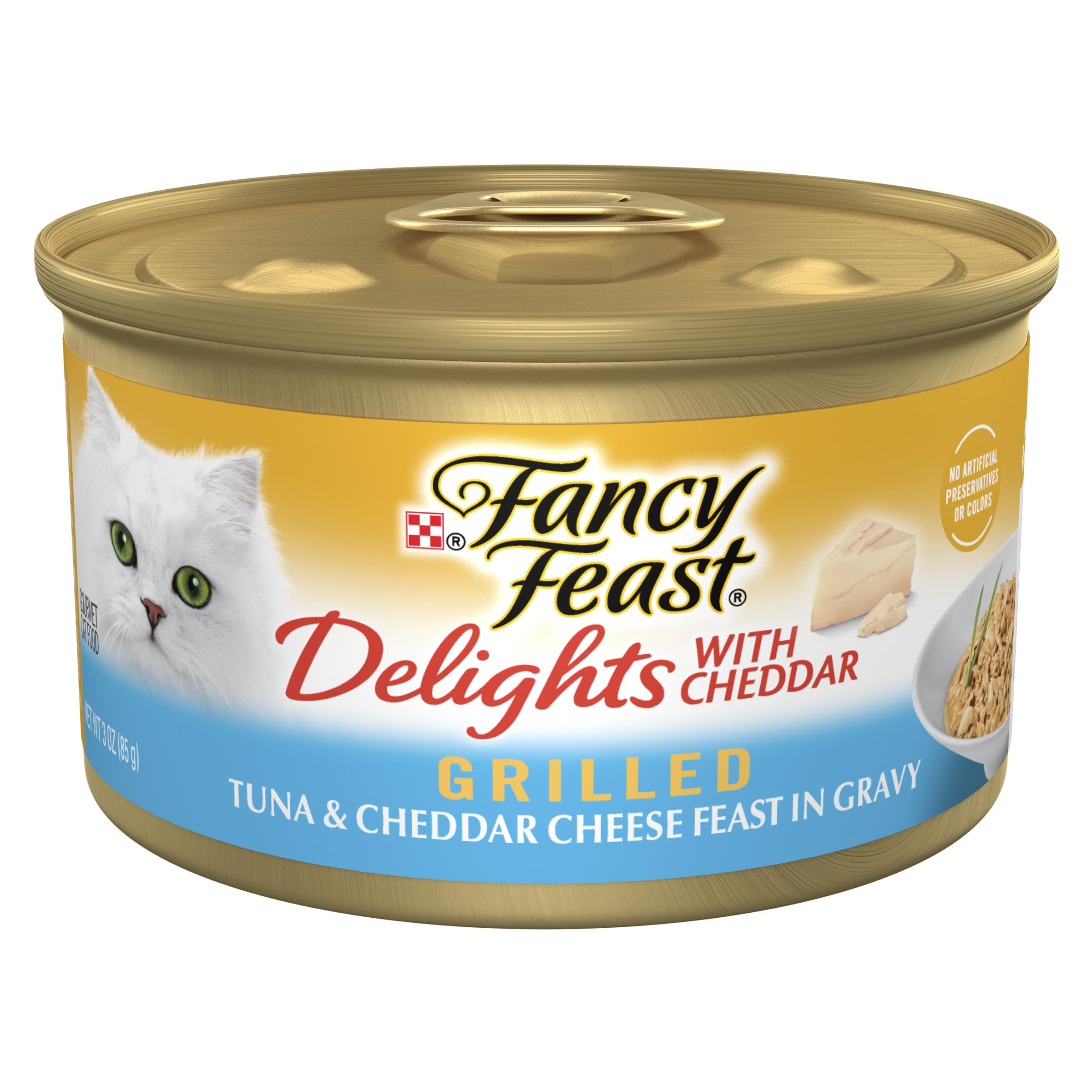 Purina Fancy Feast Delights With Cheddar Grilled Tuna and Cheddar Cheese Feast in Wet Cat Food Gravy Cat Food - (Pack of 24) 3 o