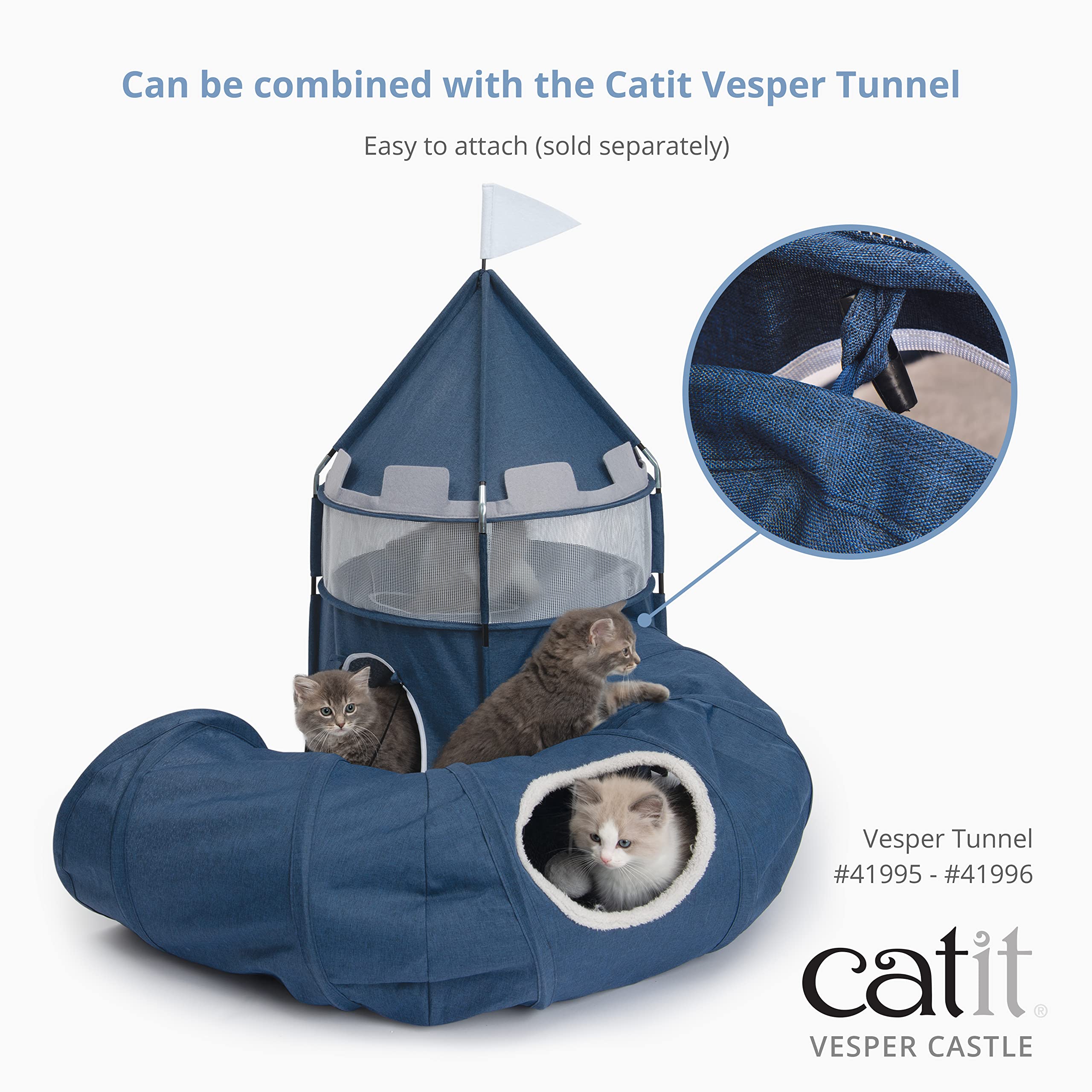 Catit Vesper Castle, Soft Cat Tower Hideout, Blue