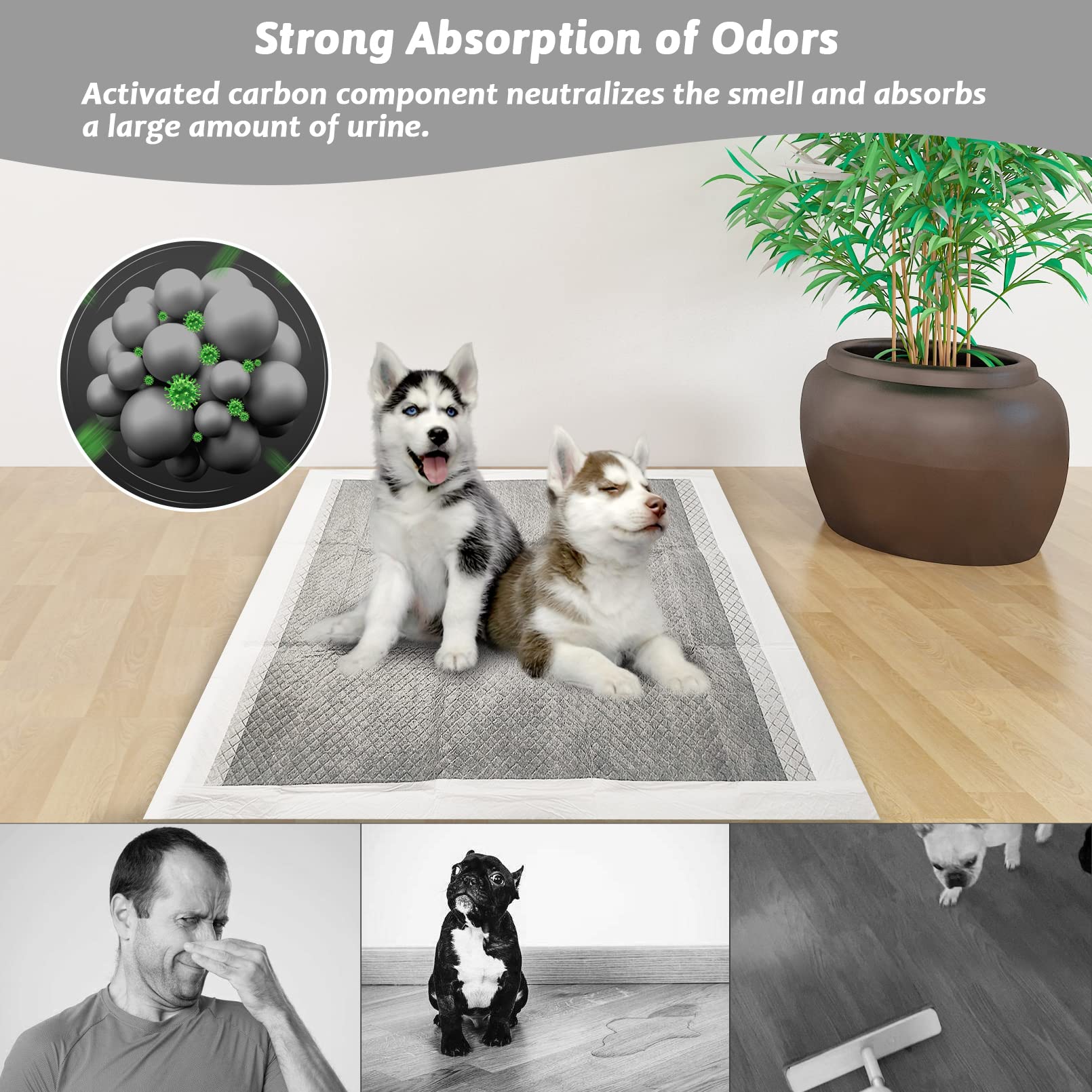 Fhiny Pee Pads for Dogs, 24 x 36 20 PCS Extra Large Disposable Puppy Pads Leak-Proof Super Absorbent Charcoal Potty Training Pad