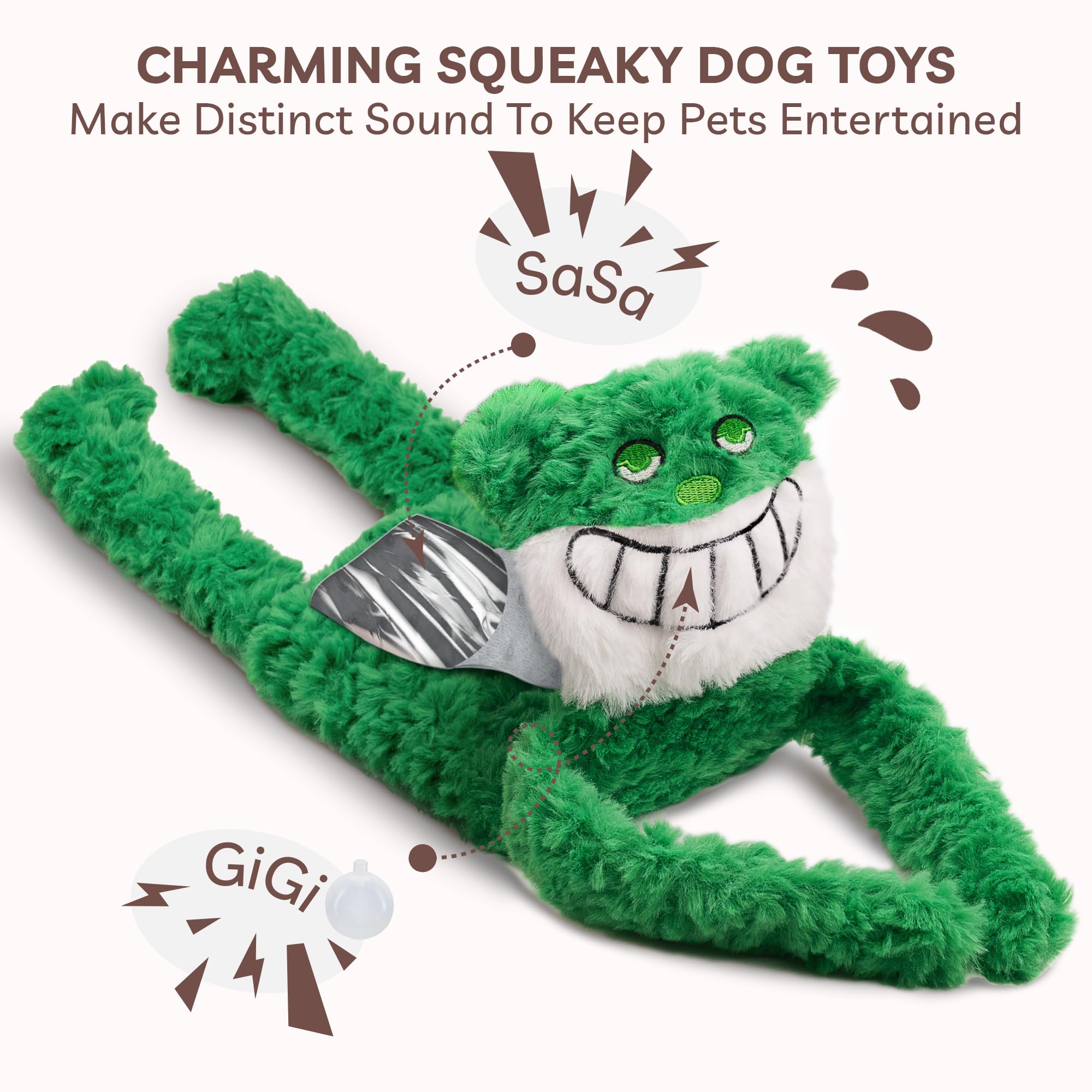 SHARLOVY No Stuffing Dog Toys 5 Pack, Crinkle Interactive Dogs Toy for Boredom, Puppy Toys for Teething to Keep Them Busy, Cute