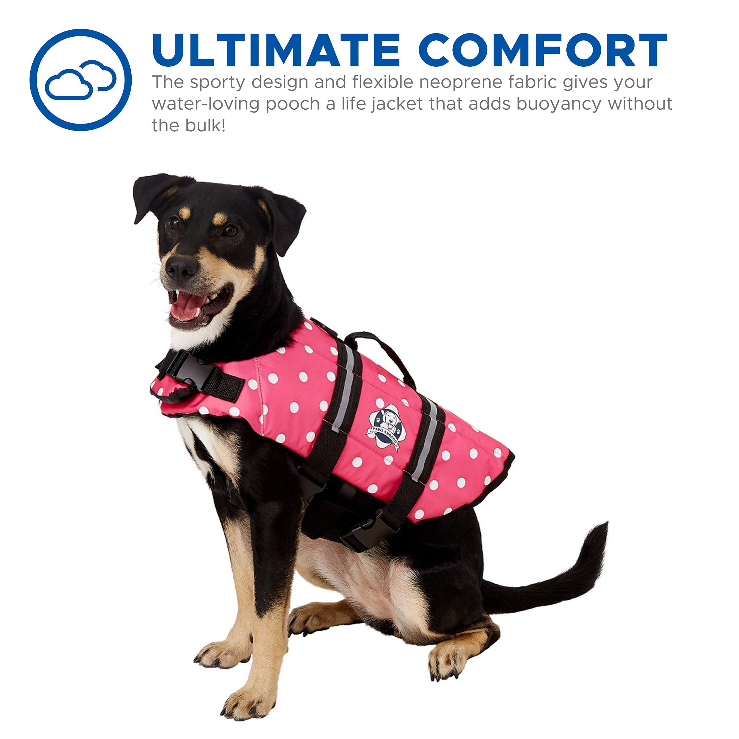 Paws Abroad Dog Life Jacket - Keep Your Canine Safe with a Neoprene Life Vest for Swimming and Boating - Available in Different Sizes, Color and Design to Choose - Pink and White Polka Dot - X-Small