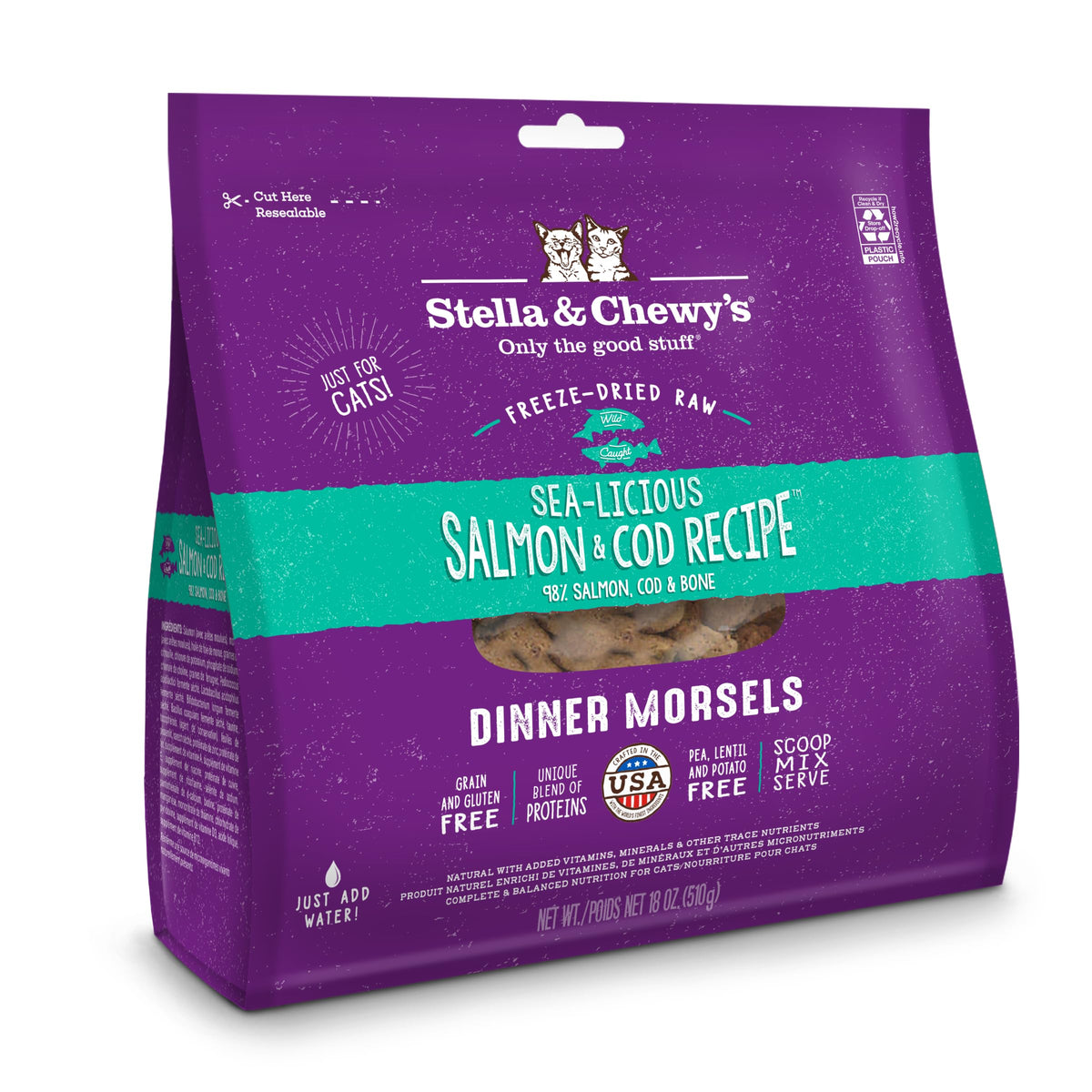 Stella & Chewy'S Freeze-Dried Raw Cat Dinner Morsels - Grain Free, Protein Rich Cat & Kitten Food - Sealicious Salmon & Cod Reci