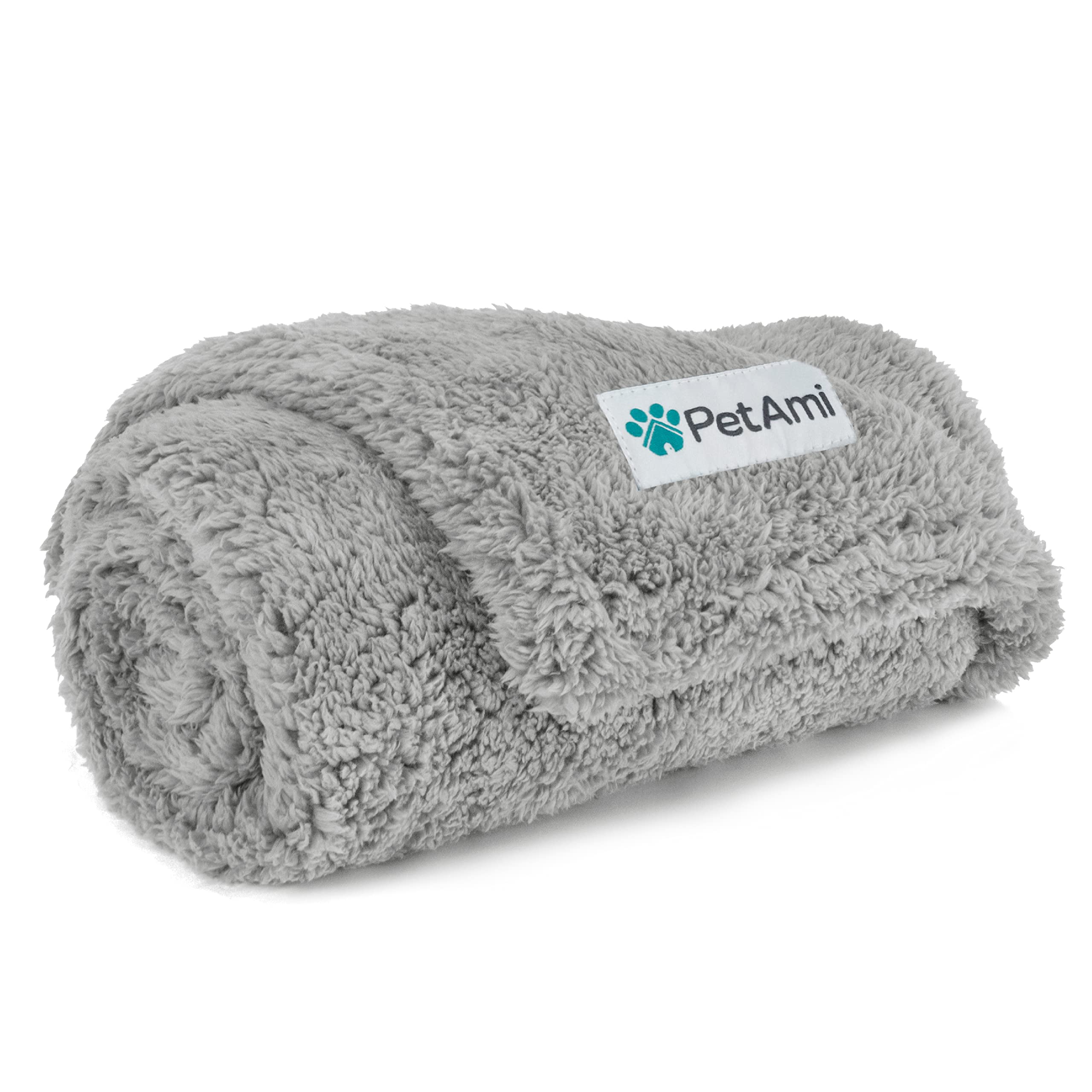 Petami Fluffy Waterproof Dog Blanket For Small Medium Dogs, Soft Warm Pet Sherpa Throw Pee Proof Couch Cover, Reversible Cat Puppy Bed Blanket Sofa Protector, Plush Washable Pad (Light Grey, 24X32)