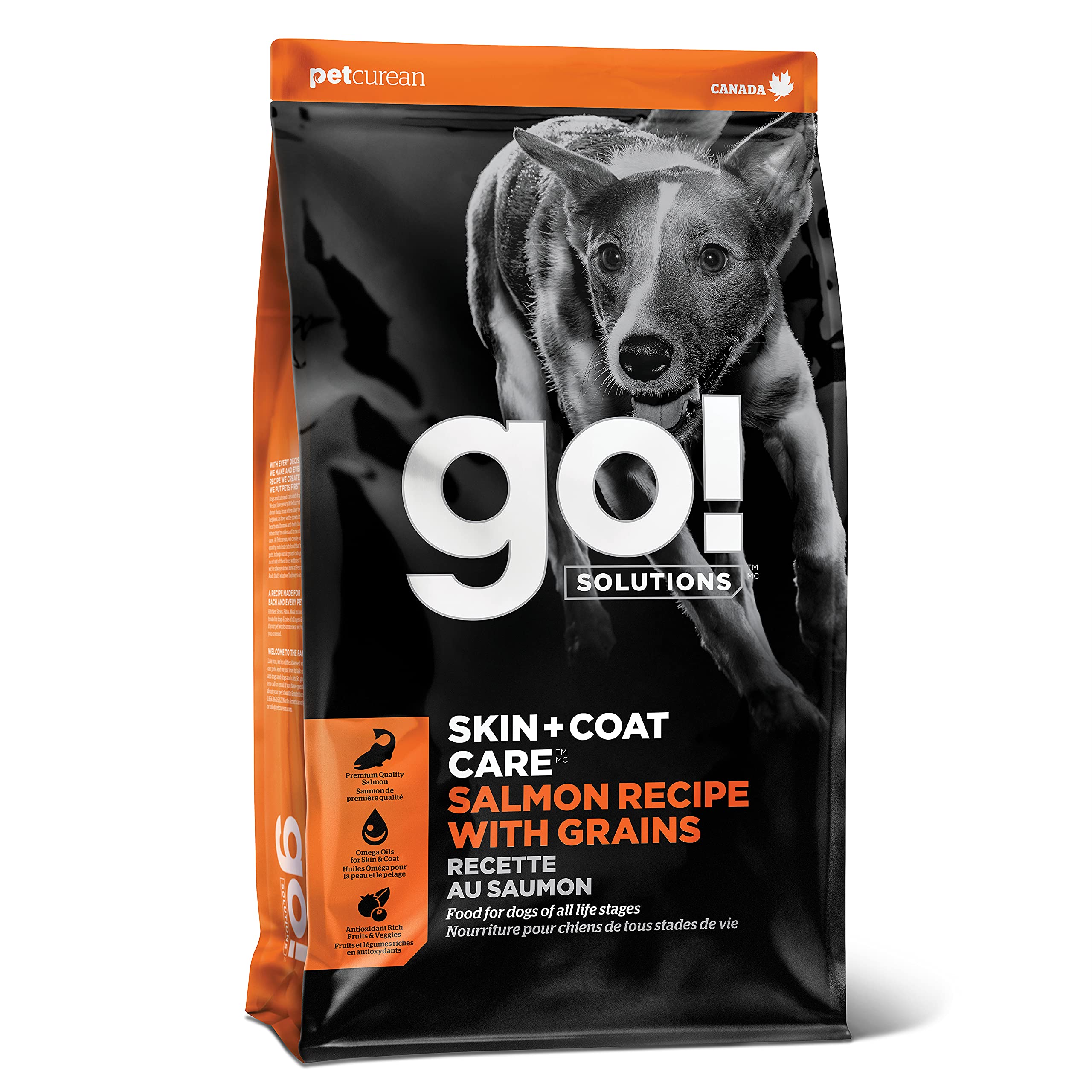 Go! Solutions Skin + Coat Care, Dry Dog Food, Salmon Recipe with Grains, 12 lb Bag