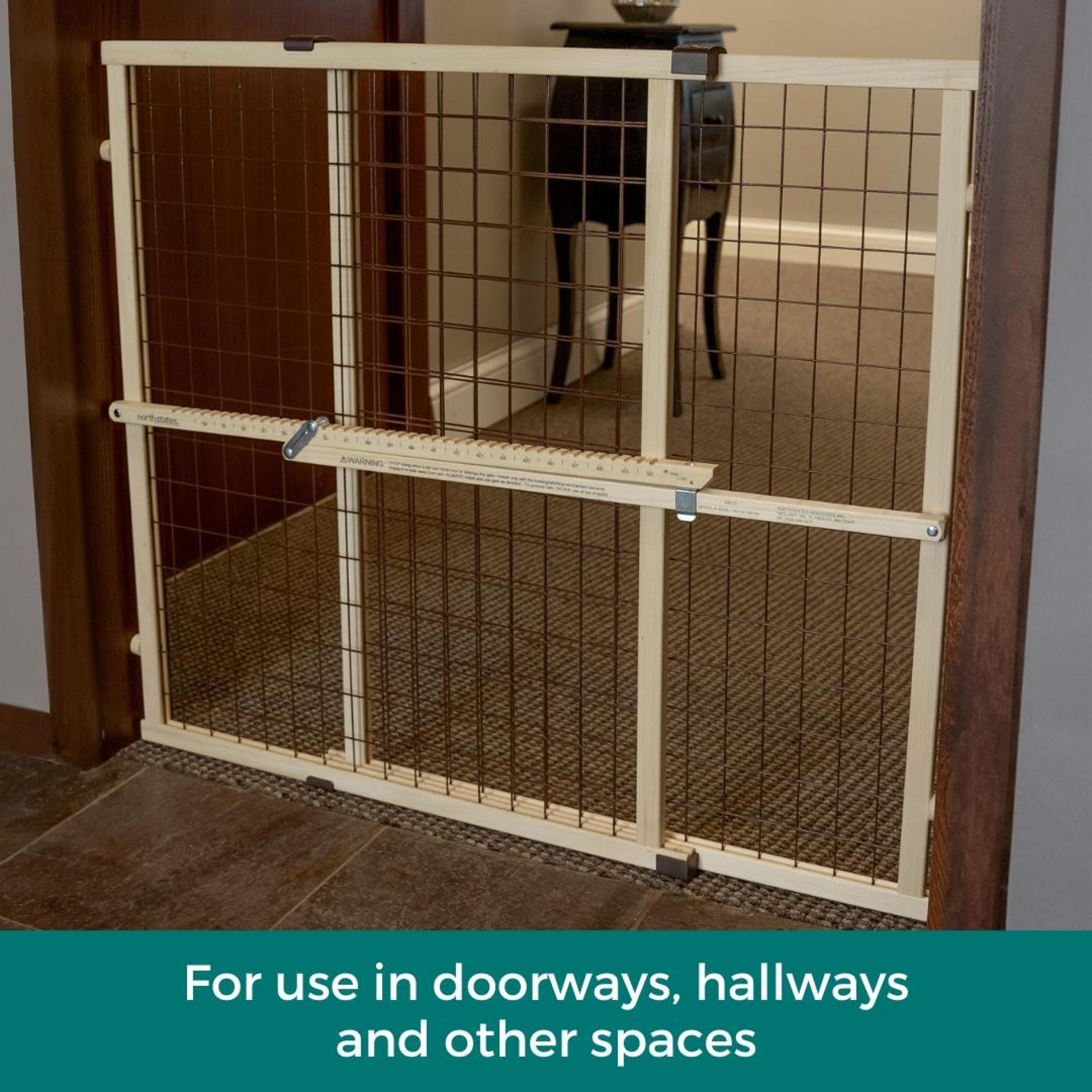 Mypet North States Wire Mesh Dog Gate: 29.5-50'' Wide. Pressure Mount. No Tools Needed. Dog Gate 31'' Tall, Expandable, Durable
