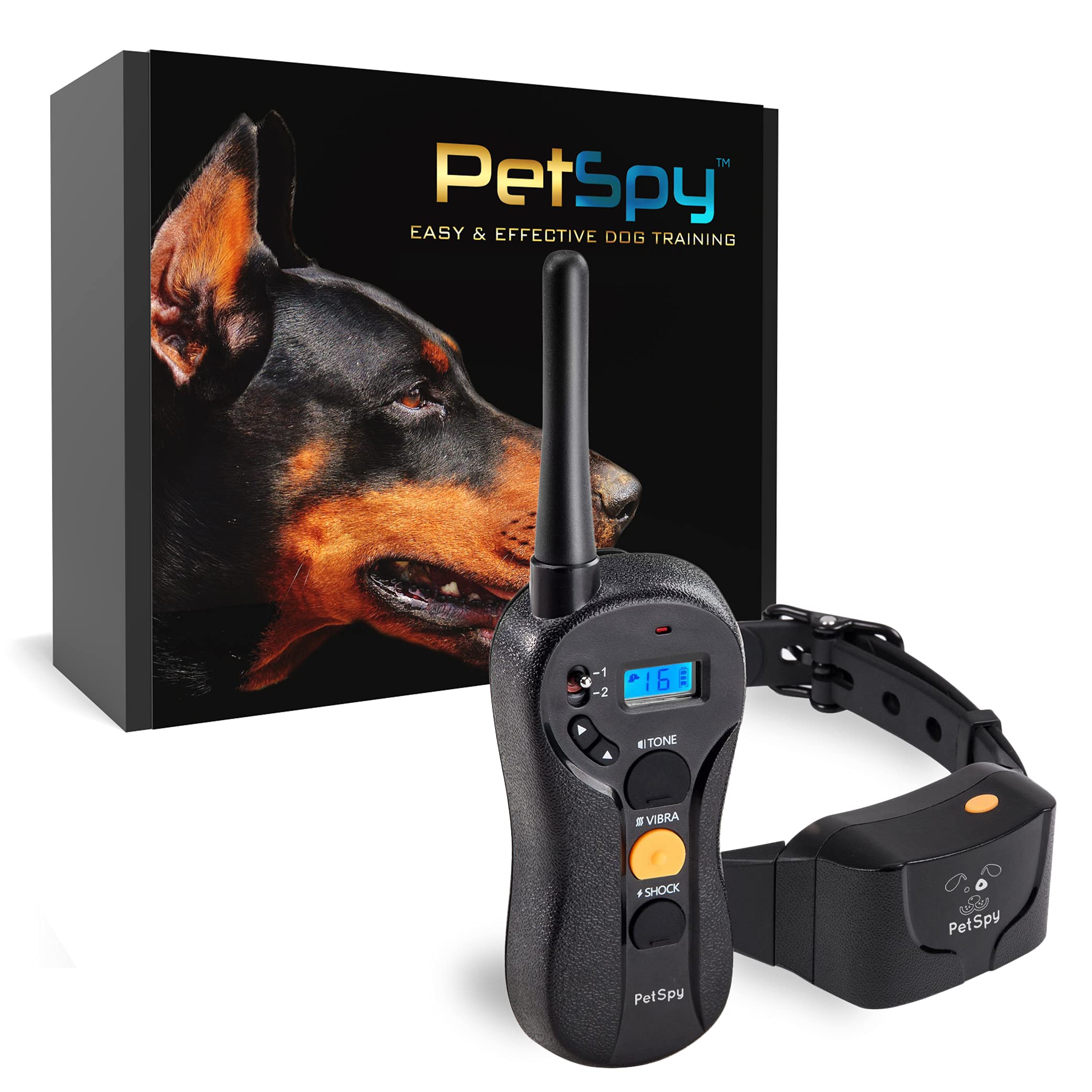 Petspy Shock Collar For Dogs-Waterproof Dog Shock Collar With Remote Control,Vibration,Electric Shock,Beep-E Collar For Dogs Tra