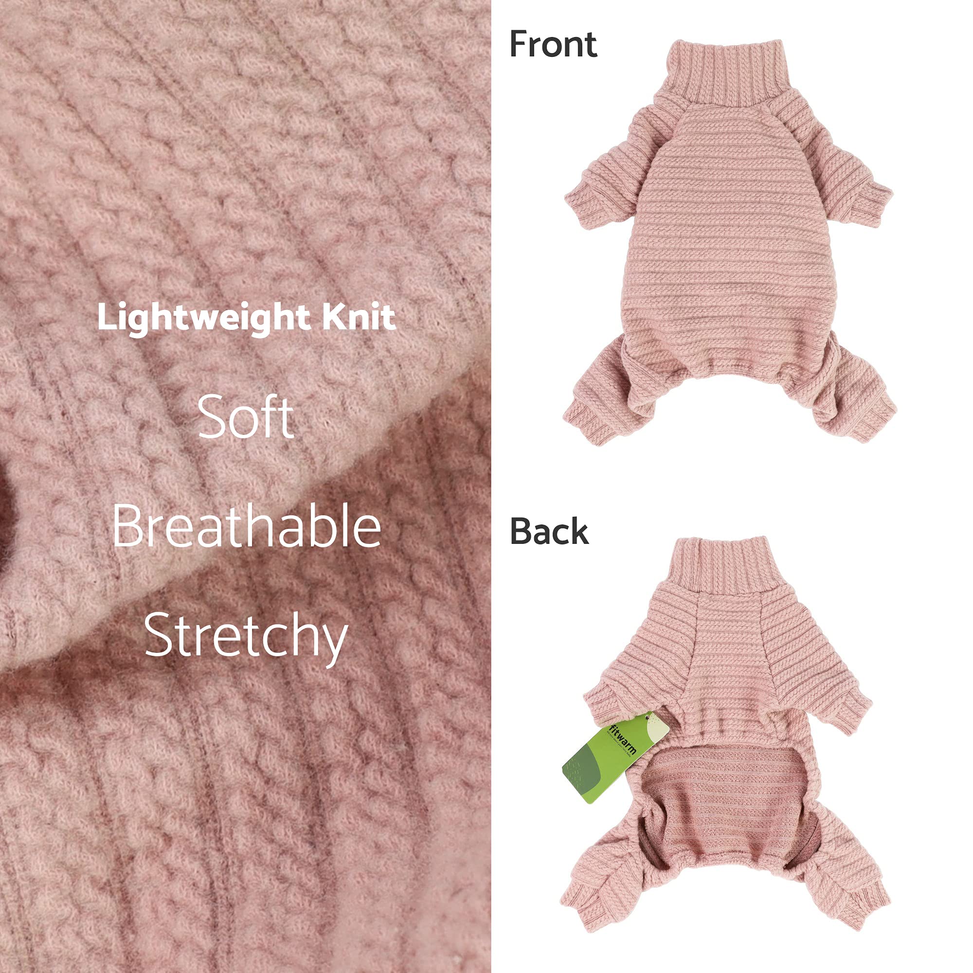 Fitwarm Turtleneck Knitted Dog Sweater Puppy Pajamas Thermal Doggie Winter Clothes Knitwear Pet Coats Cat Apparel Pink X-Small