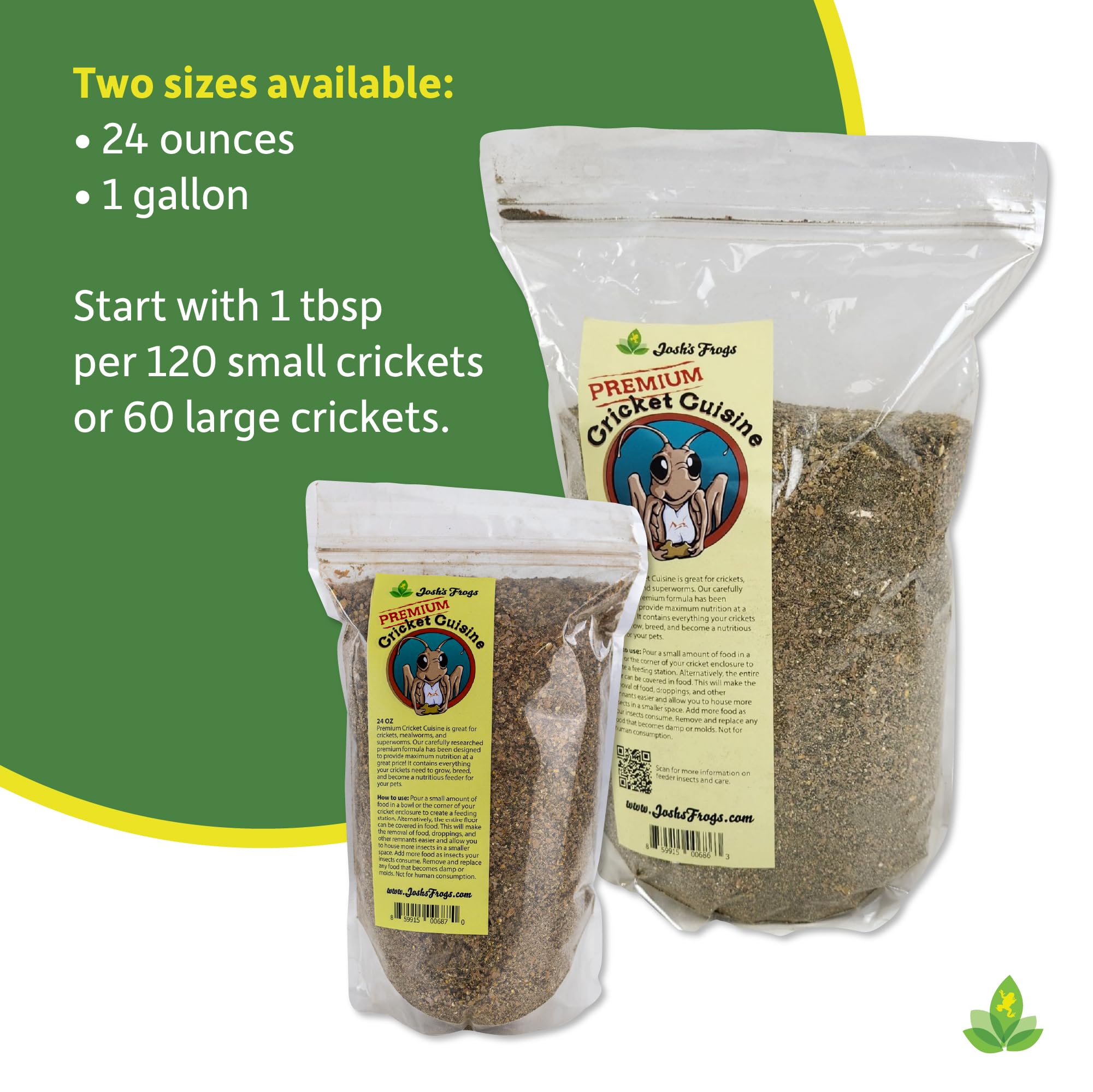 Joshs Frogs Premium Cricket Cuisine Cricket Gutloading Food (1 Gallon)