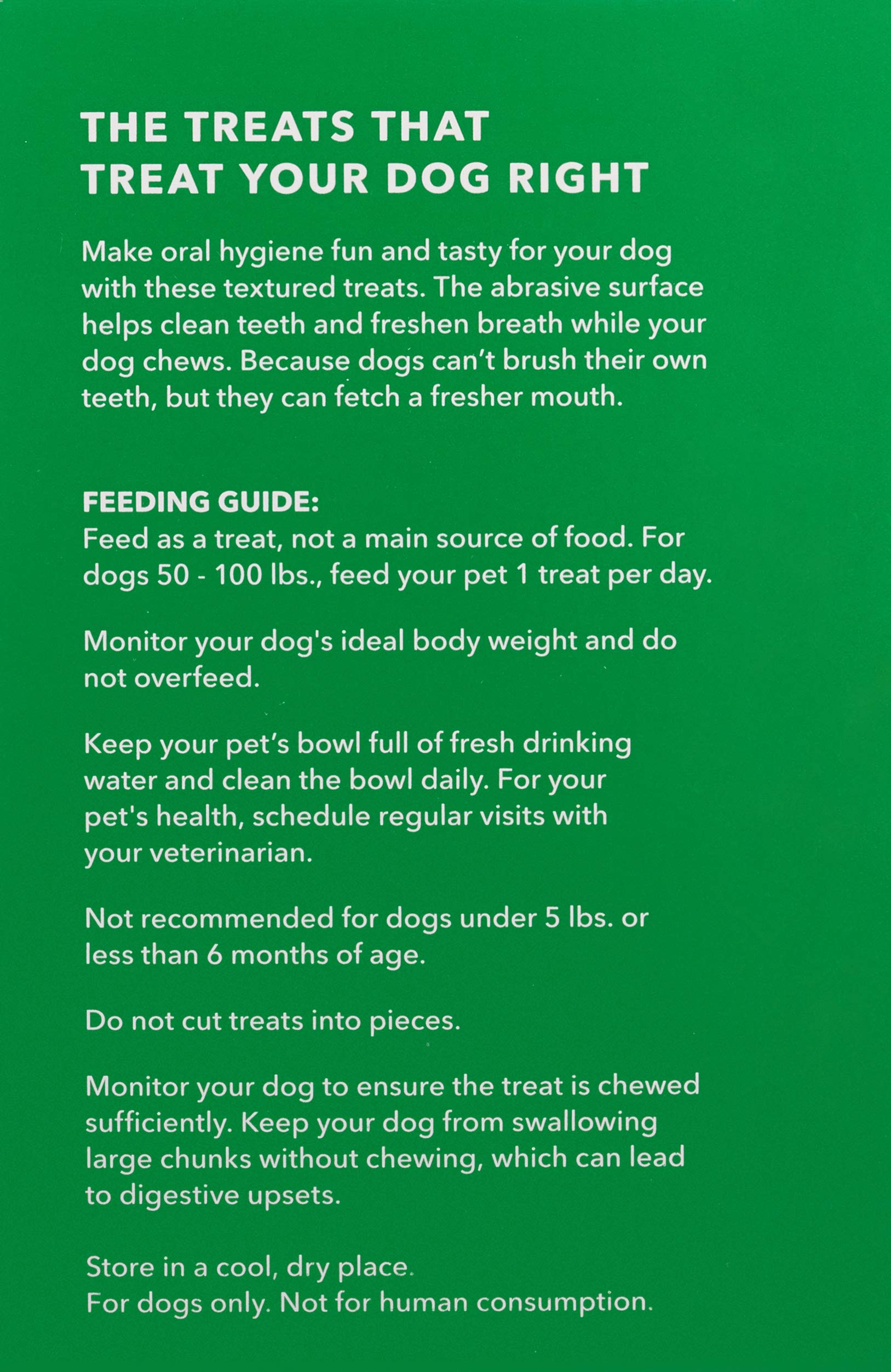 Amazon Brand - Wag Dental Chews - Green Dental Brush for Dogs, Large, Unflavored, 24 Count (Pack of 1)