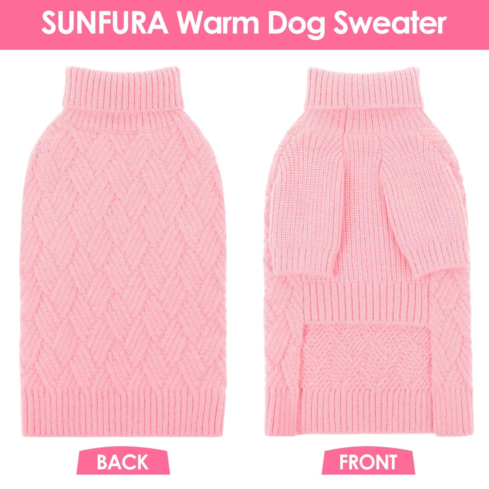 SUNFURA Small Dog Sweater, Turtleneck Dog Sweater for Cold Weather, Puppy Knitwear Pullover for Christmas Thanksgiving, Pet Wint