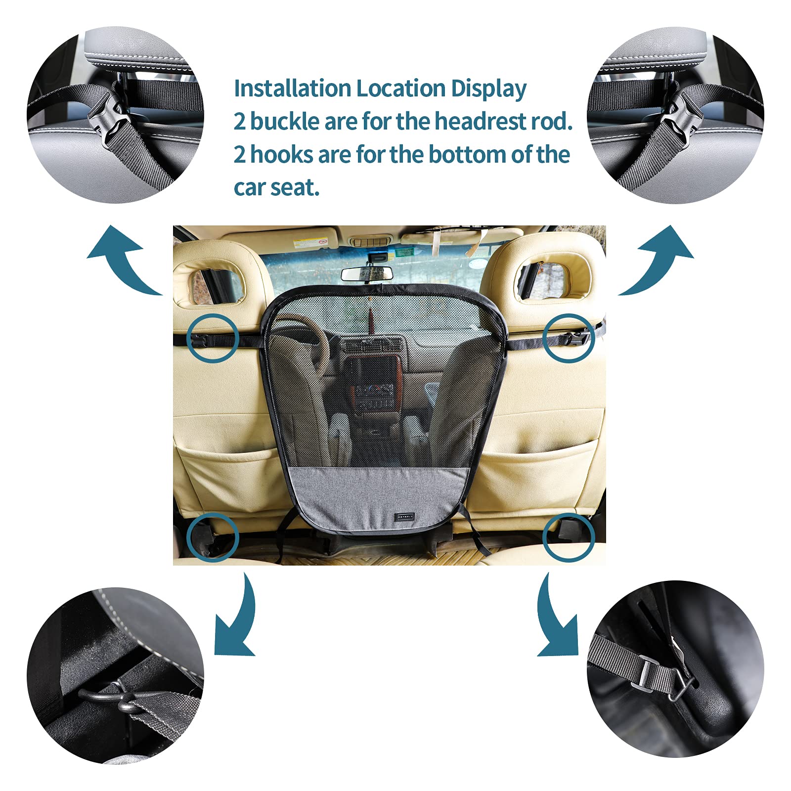 Petsfit Dog Car Barrier Vehicle Pet Barrier Backseat Mesh Dog Car Divider Net With Adjusting Rope And Hook Suitable For Suv Pick