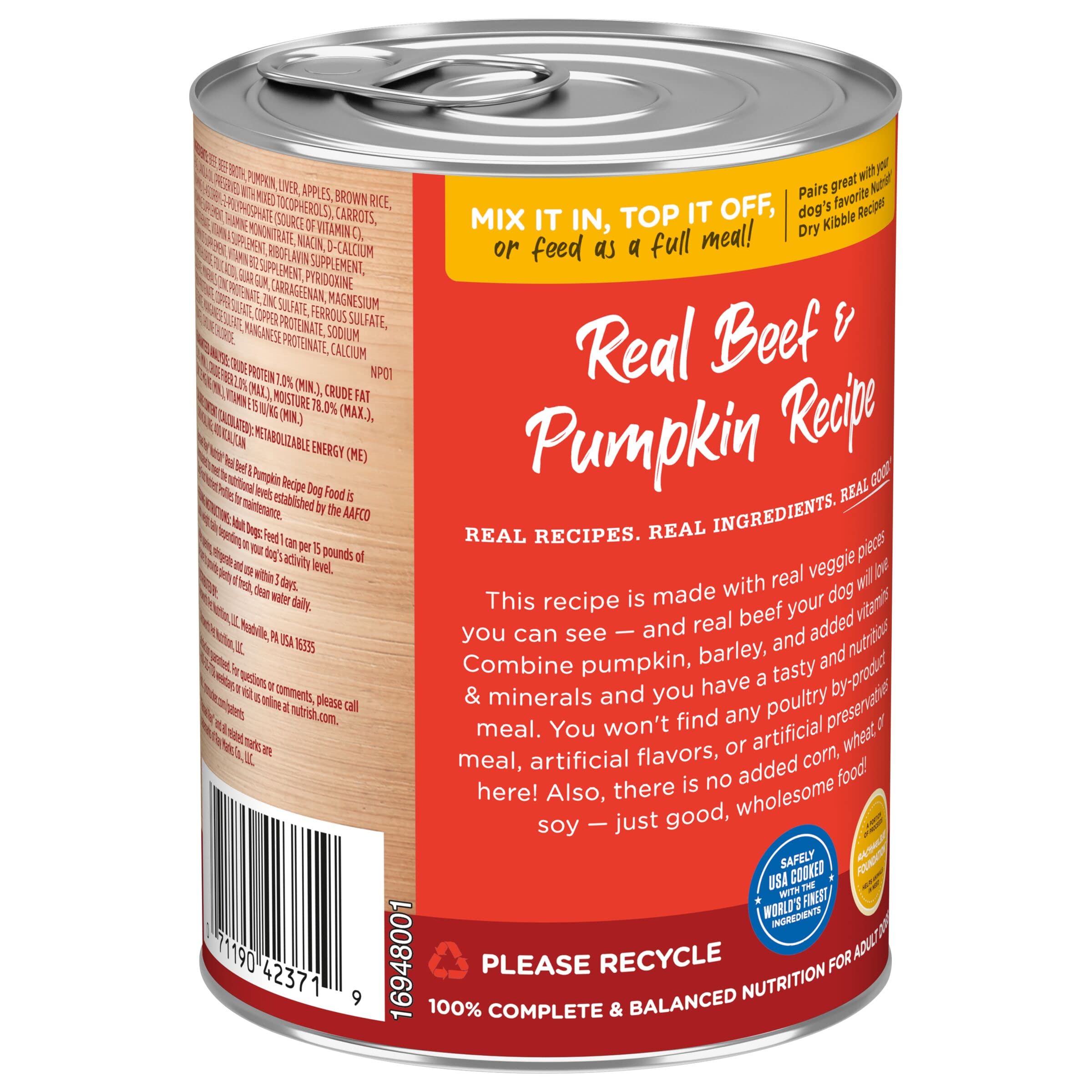 Rachael Ray Nutrish Wet Dog Food, Beef & Pumpkin, 13 Ounce Can (Pack of 12)