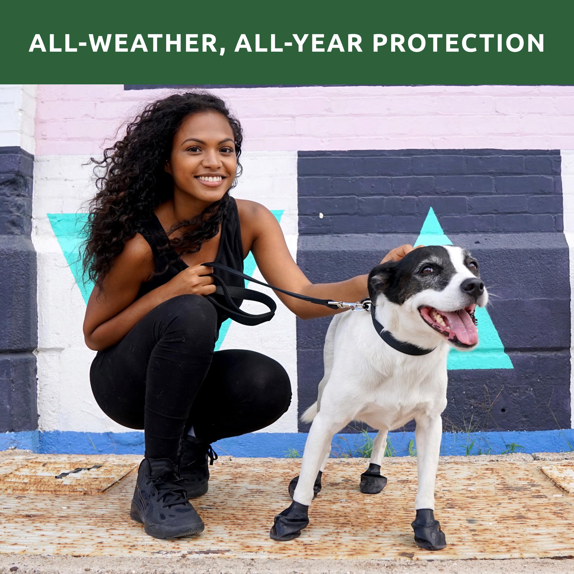 PawZ Rubber Dog Boots for Paws 4 and Up, 12 Pack - All-Weather Dog Booties for Hot Pavement, Snow, Mud, and Rain - Waterproof, A