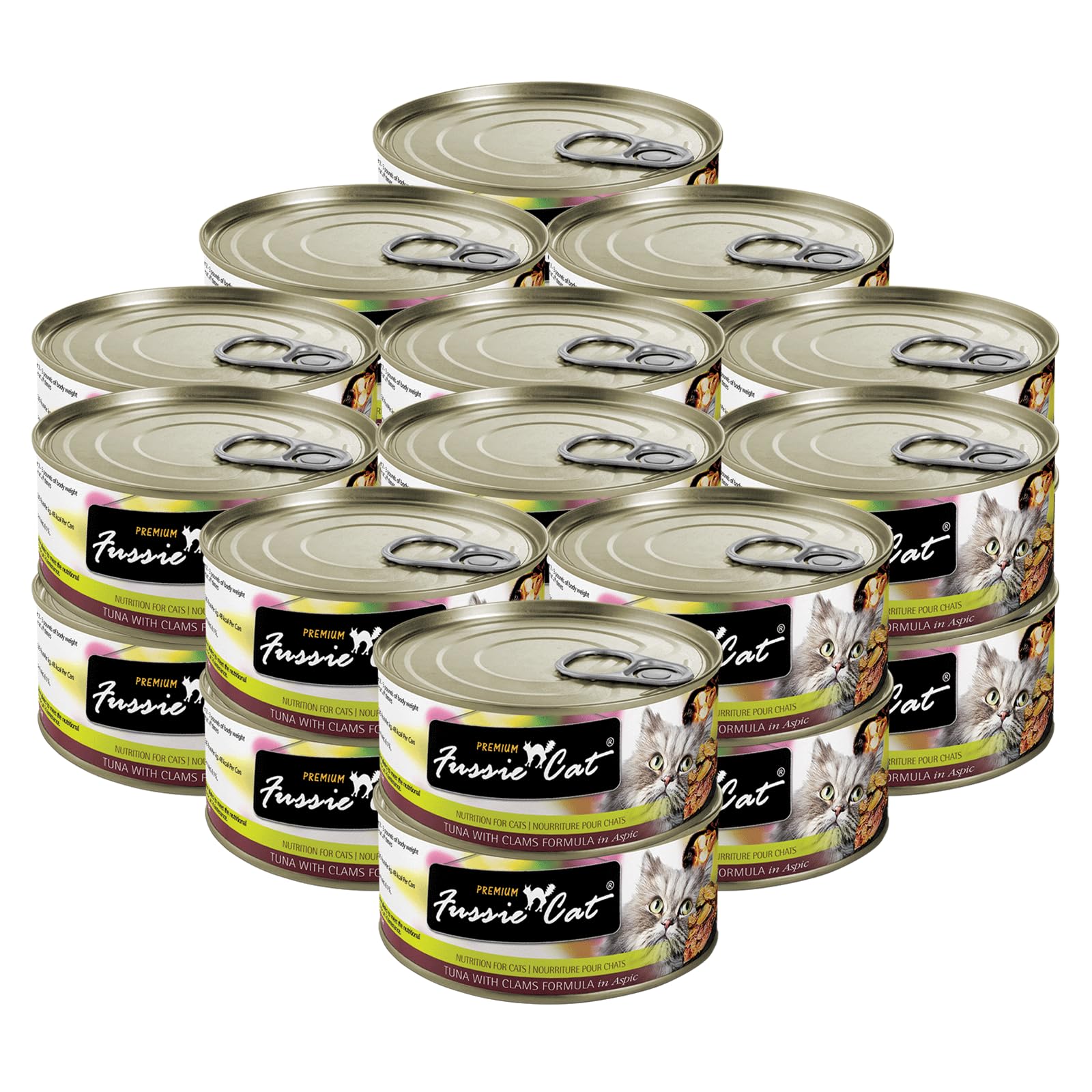 Fussie Cat Premium Tuna & Clams in Aspic Grain-Free Wet Cat Food 2.82oz, case of 24