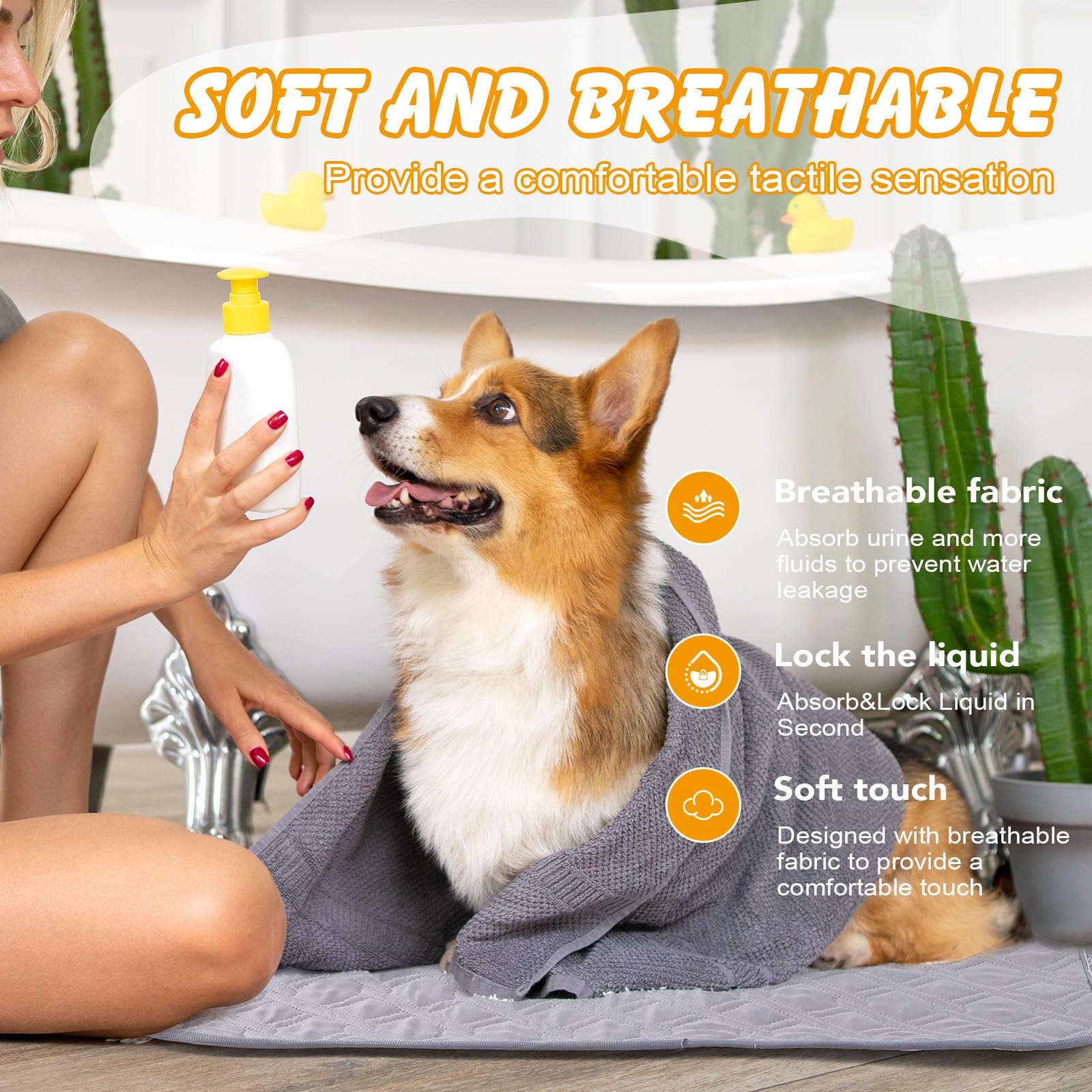 41   X36    Washable Pee Pads For Dogs, 2 Pack Reusable Puppy Pads, Waterproof & Leakproof Non-Slip Pet Pee Pads, 4 Layer Design