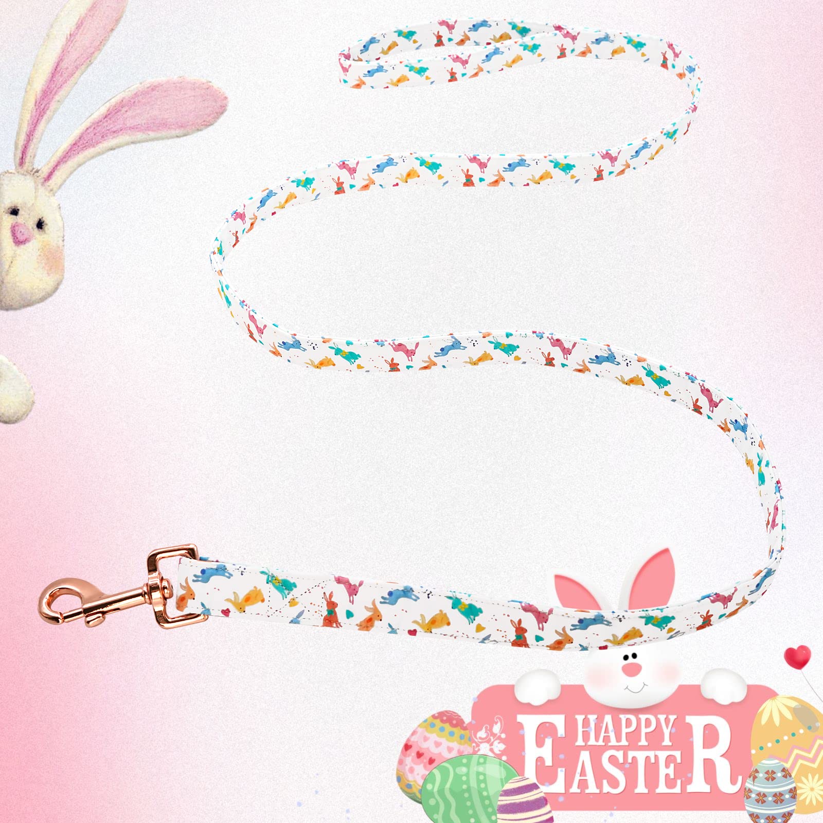Lionheart Glory Easter Strong Dog Leash, Rabbit Print Durable Dog Leashes With Soft Handle For Walking Training Medium Male Or F