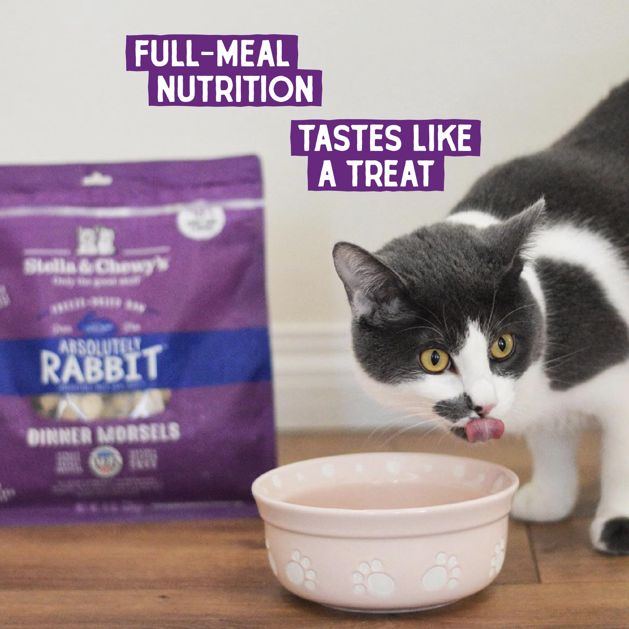 Stella & Chewys Freeze-Dried Raw Cat Dinner Morsels - Grain Free, Protein Rich Cat & Kitten Food - Absolutely Rabbit Recipe - 3