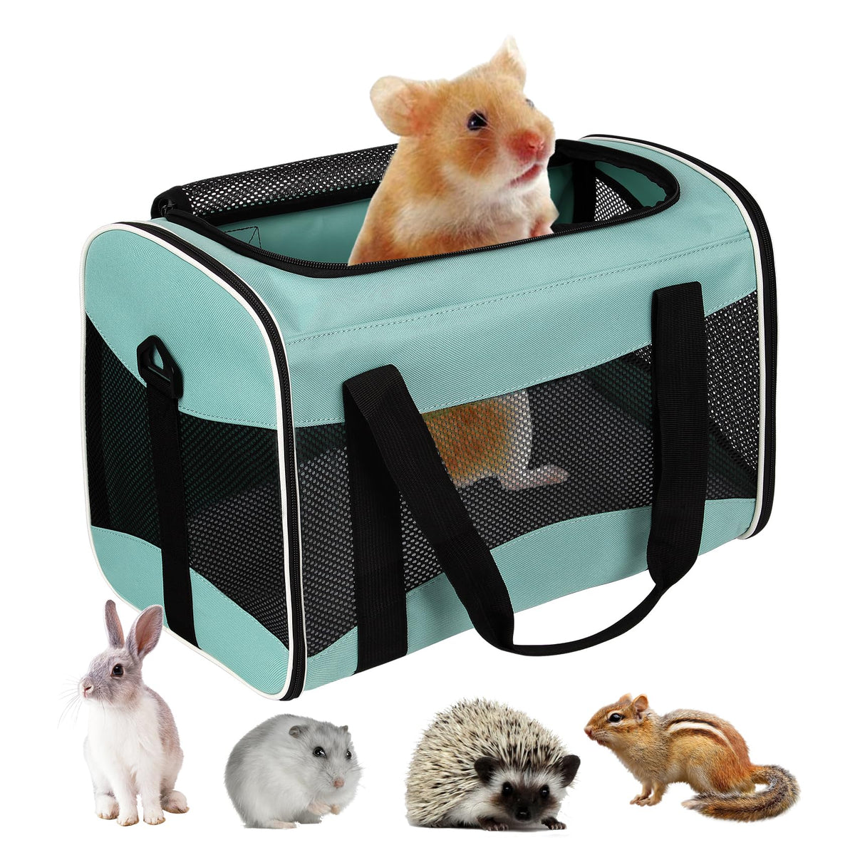 Small Animal Travel, Carrier For Hedgehog Rat Parrot Bird Guinea Pig, Lizards Carrier, Soft Sided Travel Carrier Portable Guinea Pig Travel Carrier Up To 10 Lbs (15 * 10 * 10, Green)