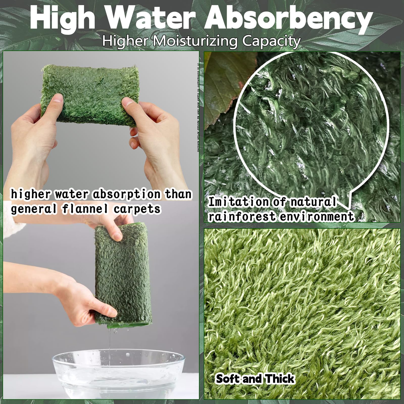 Kathson 4Pcs Reptile Carpet Terrarium Liner Tortoise Bedding Reptile Substrate Liner Mat Pet Cage Mats Supplies For Lizard Snake