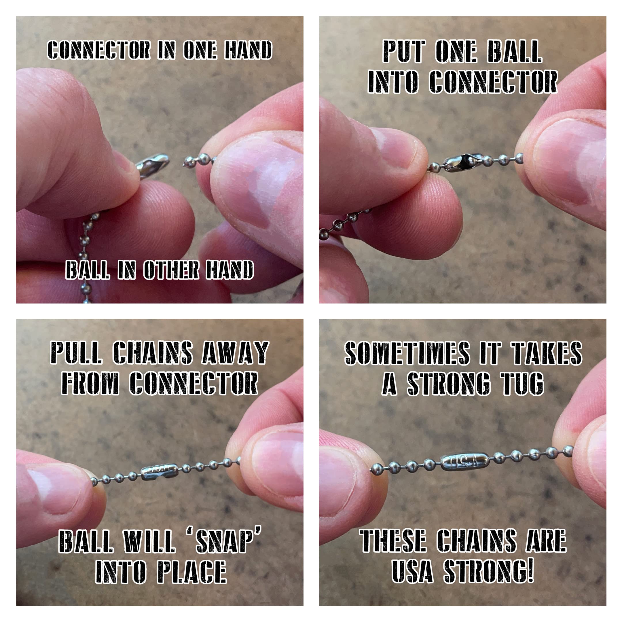 2 Customized Stainless-Steel Military Dog Tags With Black Silencers