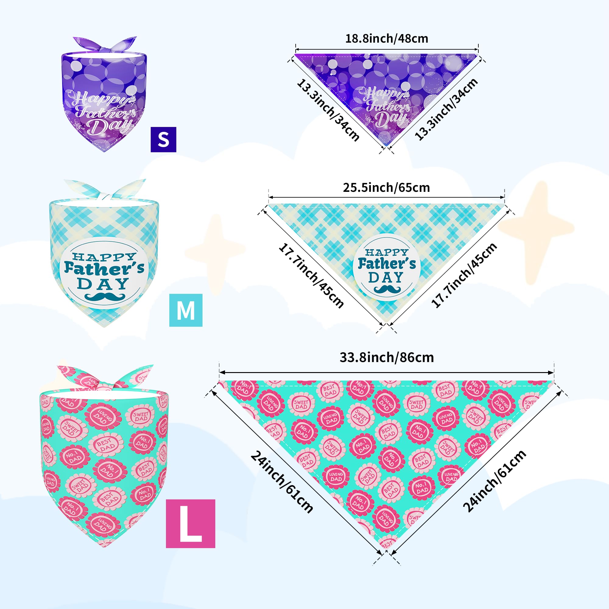 Pai Sence 30 Pcs Fathers Day Small Dog Bandanas Bulk 25 Inch Love Dad Dog Bandanas For Medium Dogs Breed Best Dad Dogs Bandana L
