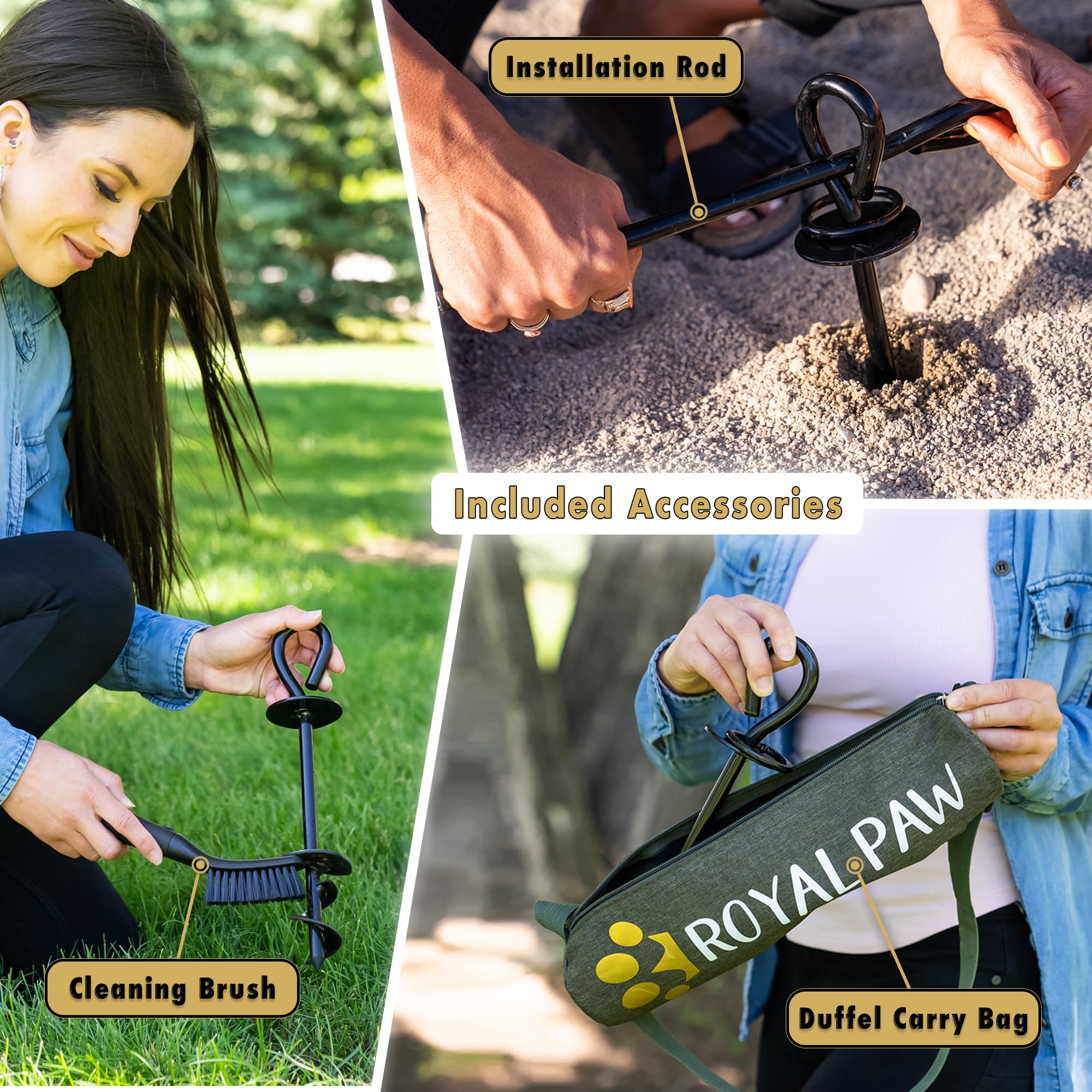 Royal Paw Dog Tie Out Cable And Stake 10Ft - For Large Dogs Up To 300 Lbs - Heavy Duty Tether And Dog Stake For Yard, Beach & Ca