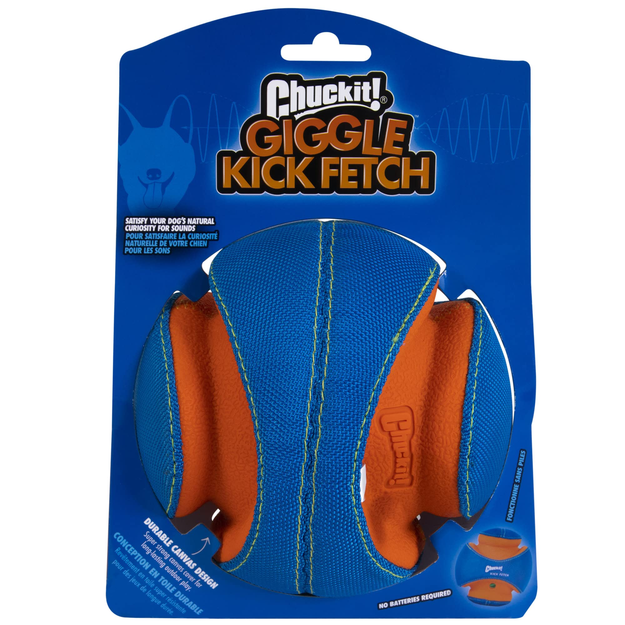 Chuckit! Kick Fetch Dog Toy Ball With Giggle Sounds, Small