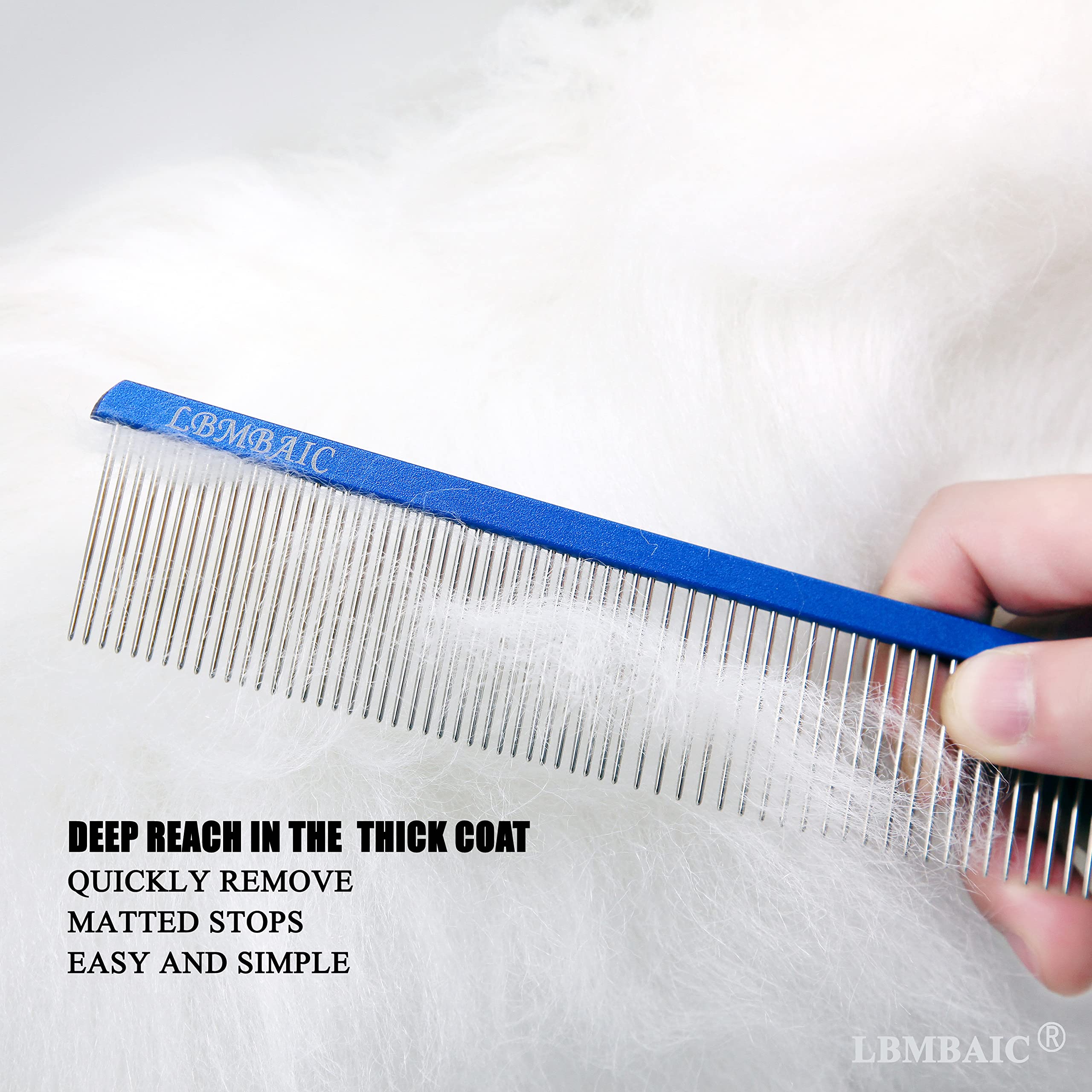 Lbmbaic Metal Dog Grooming Comb With Long And Wide Tooth Professional Comb For Dogs Reduce Pets Loose Hair,Tangles,Knots,And Mats.7.5Inches