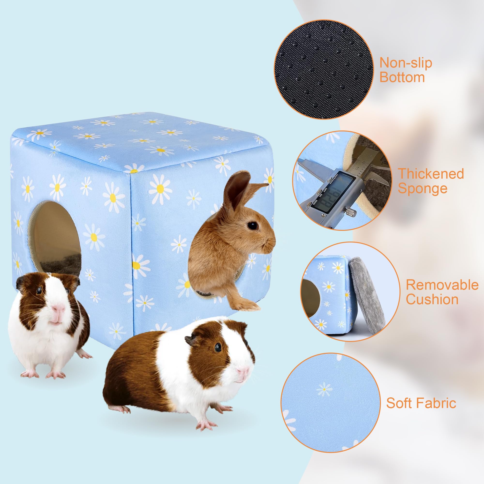 Superpaws 2 Pack Guinea Pig Bed, Guinea Pig Hideout Washable Small Animal House Cage Accessories For Dwarf Rabbits Chinchillas H