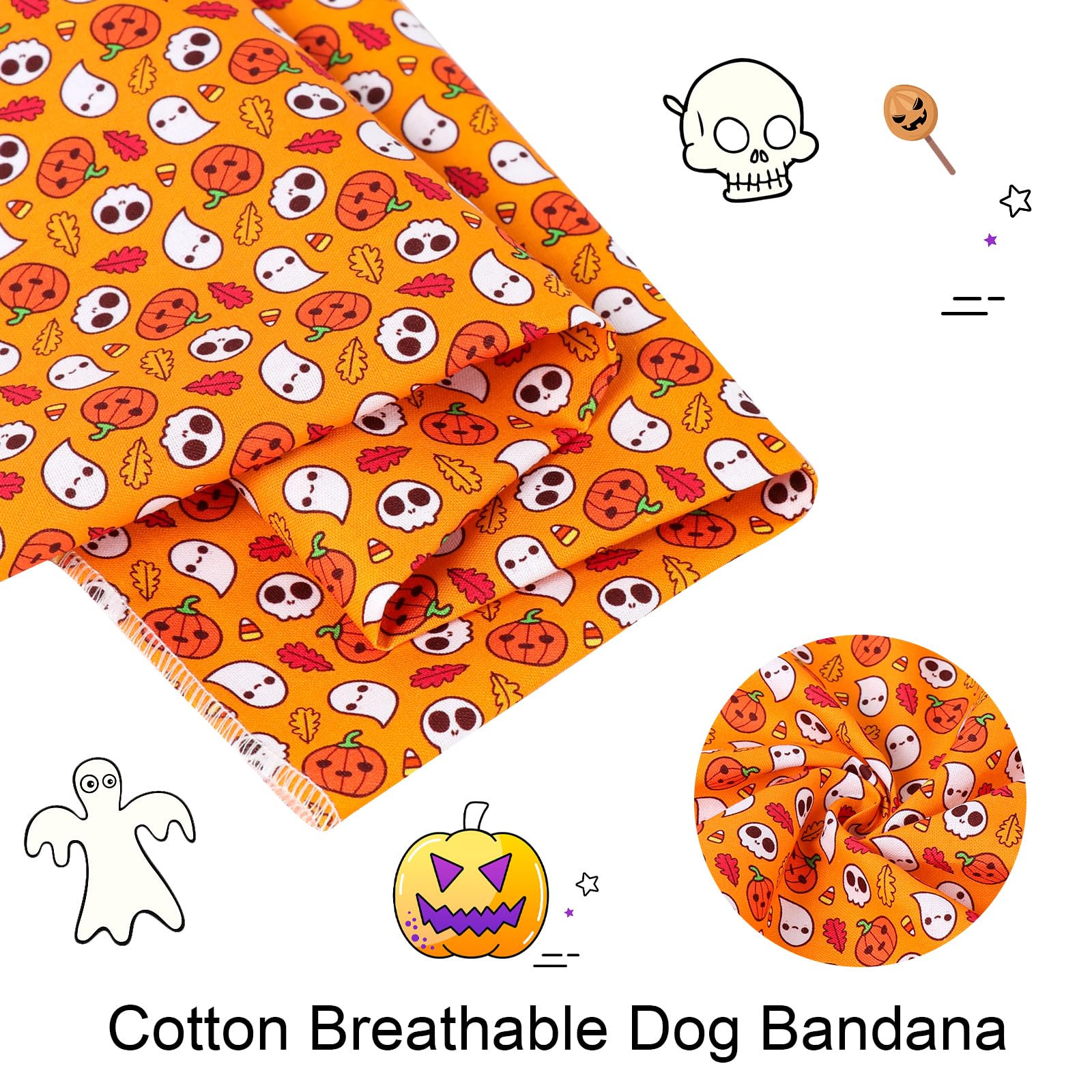 Aring Pet Halloween Dog Bandana-Cotton Orange Pumpkin Dog Bandanas, Comfortable Halloween Pet Scarf Dog Triangle Bibs For Boy An