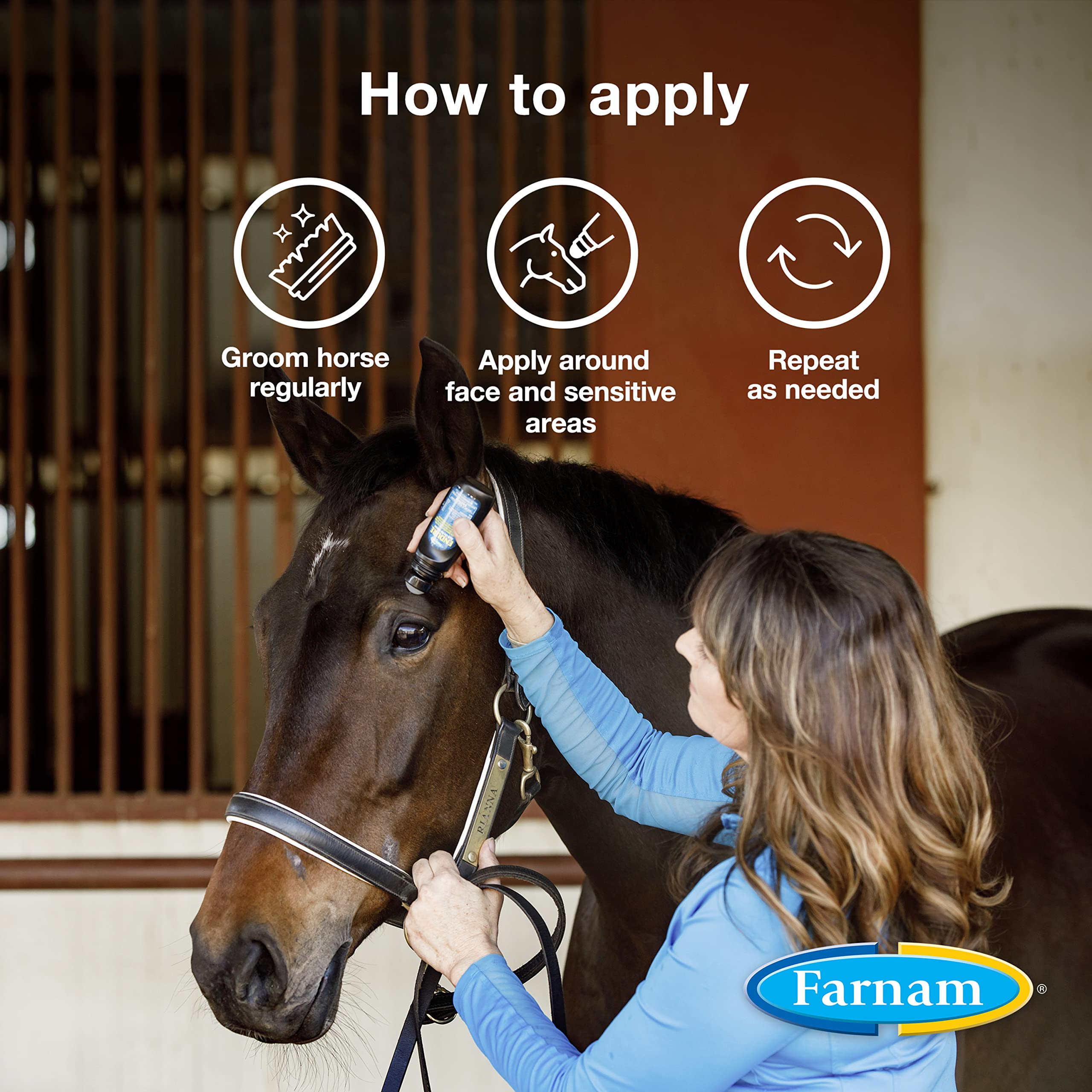 Farnam Endure Roll-On Fly Repellent for Horses, 3 oz - Effective Protection for Sensitive Areas