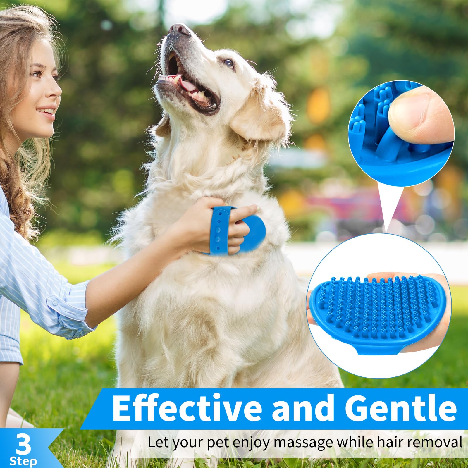 Comotech 3PCS Dog Bath Brush  Dog Shampoo Brush  Dog Scrubber for Bath  Dog Bath Brush Scrubber  Dog Shower/Washing Brush with A