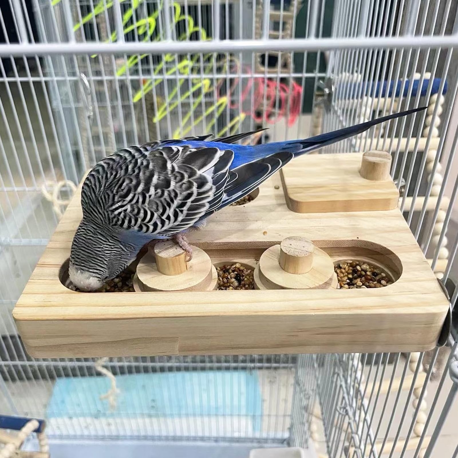 FlidRunest Wooden Bird Foraging Puzzle Toys for Parrots, Parakeet, Cockatiel, Sun Conures - Birds Interactive Mental Enrichment