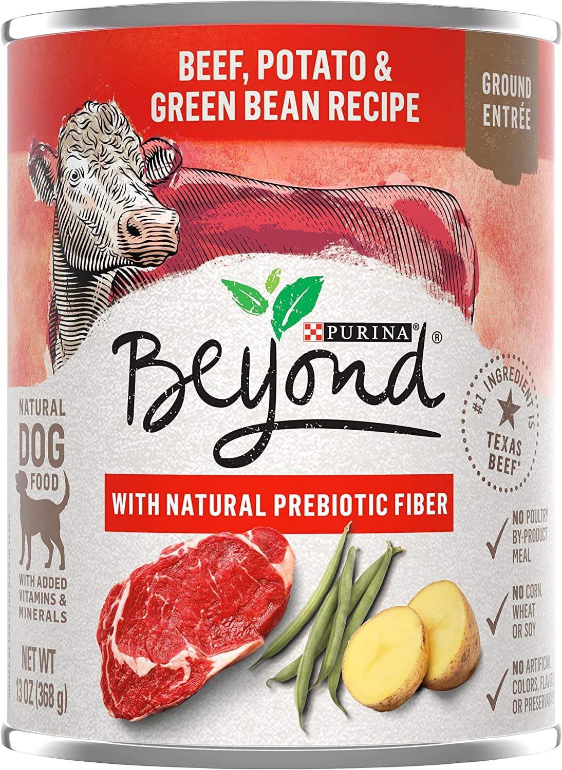 Purina Beyond Grain Free Beef, Potato & Green Bean Recipe Ground Entree Adult Wet Dog Food 13 Ounce (Pack of 6)