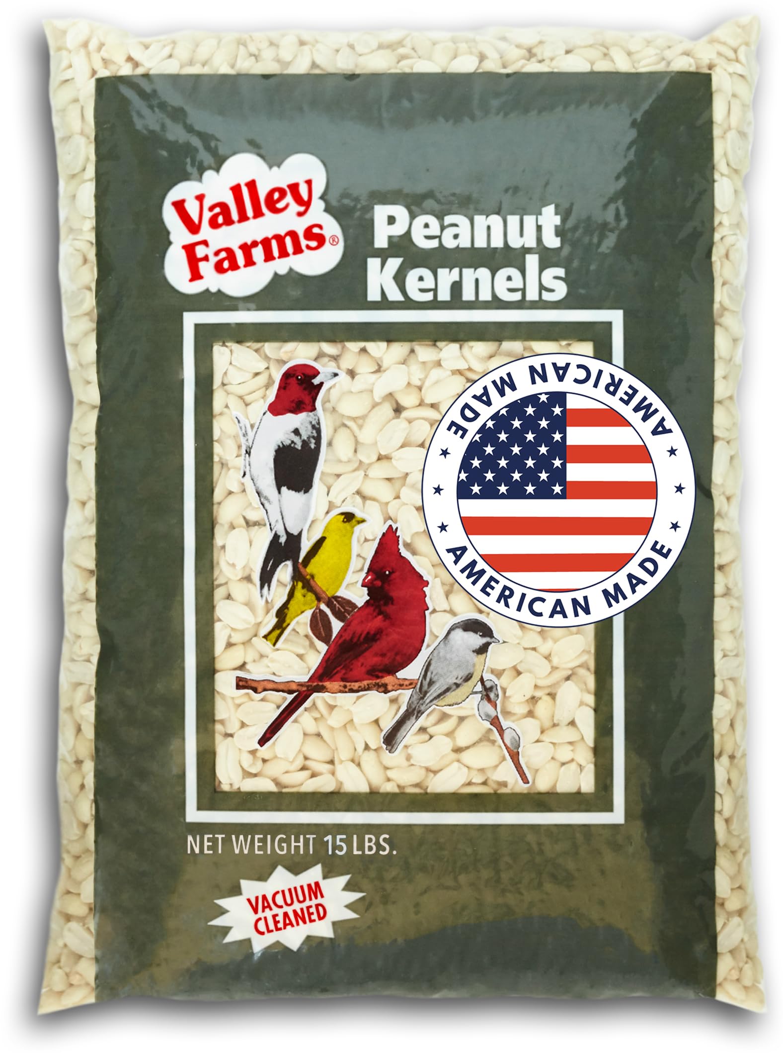 Valley Farms Whole Peanut Kernels Wild Bird Food for Outside Feeders, Peanuts for Birds, Chickadee Bird Seed for Outside Feeders
